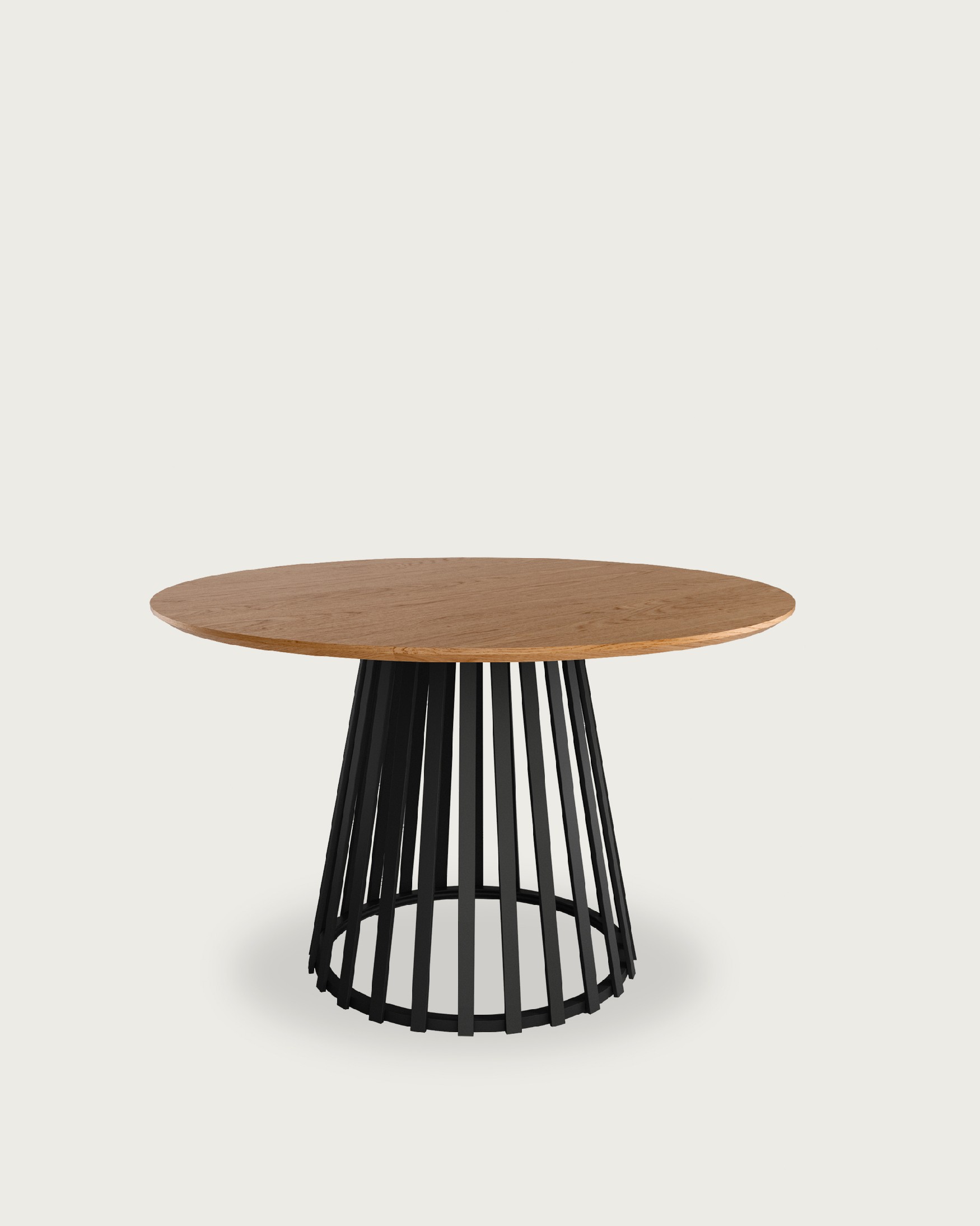 Sahara round table with natural oak top and black metal leg Ø 120 cm