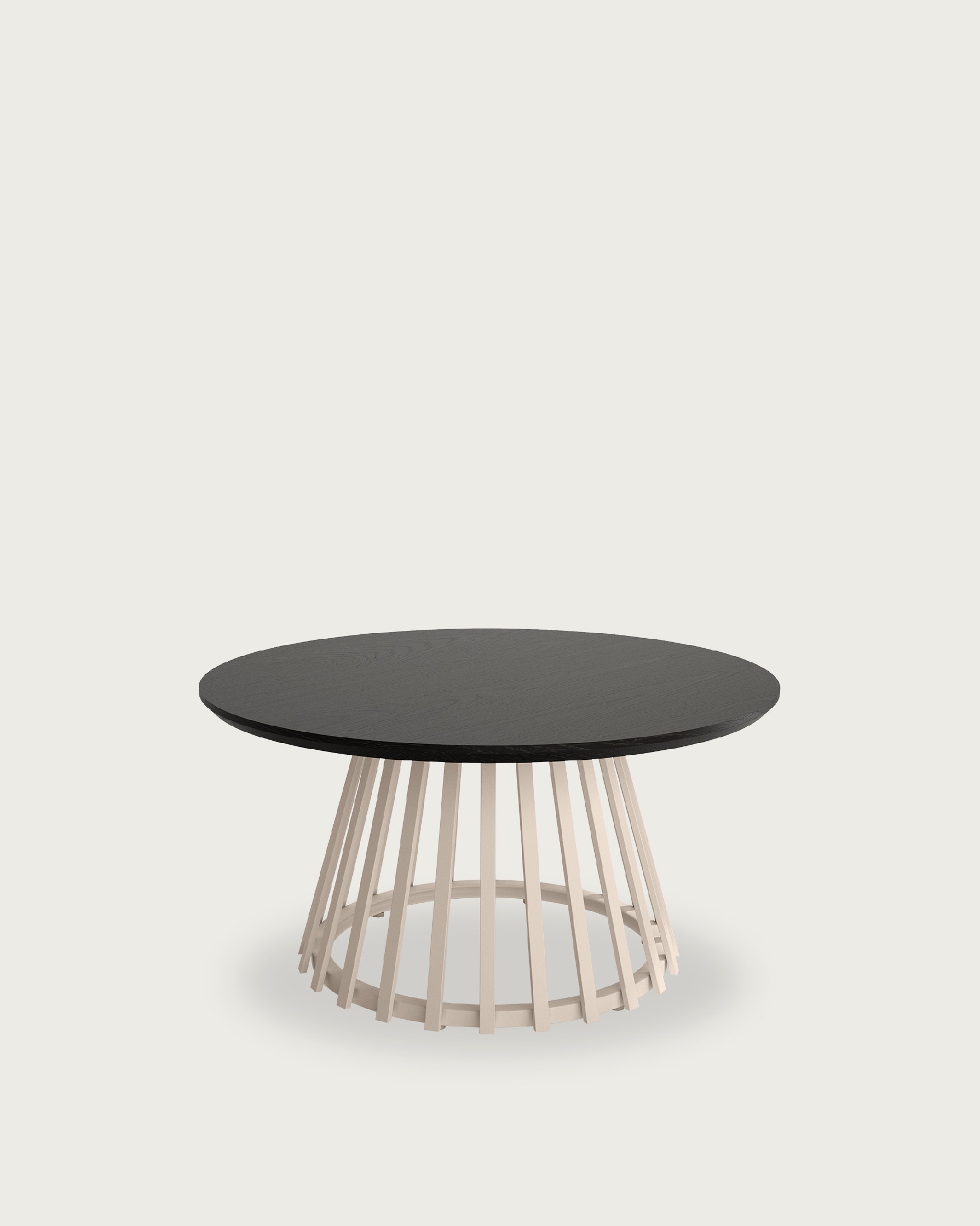 Table d'appoint Sahara ronde avec finition chêne noir et pied en métal ivoire Ø 80 cm