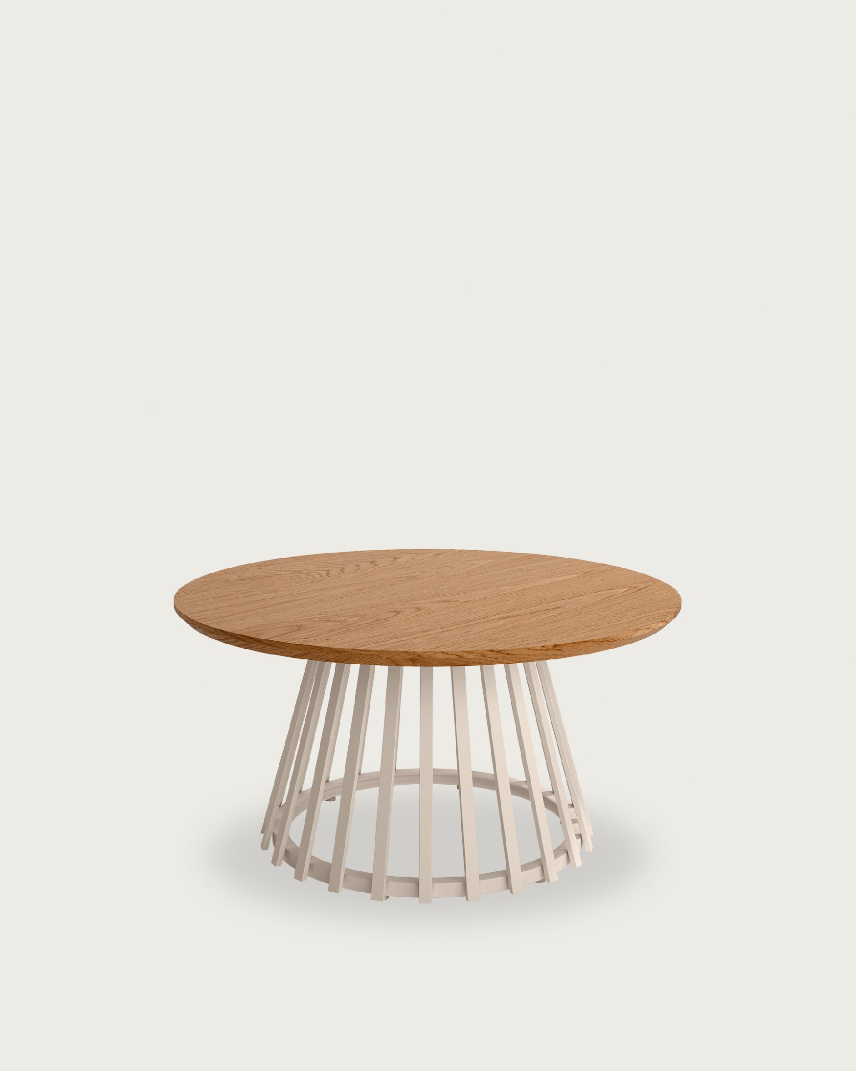 Sahara round side table with natural oak finish and ivory metal leg Ø 80 cm