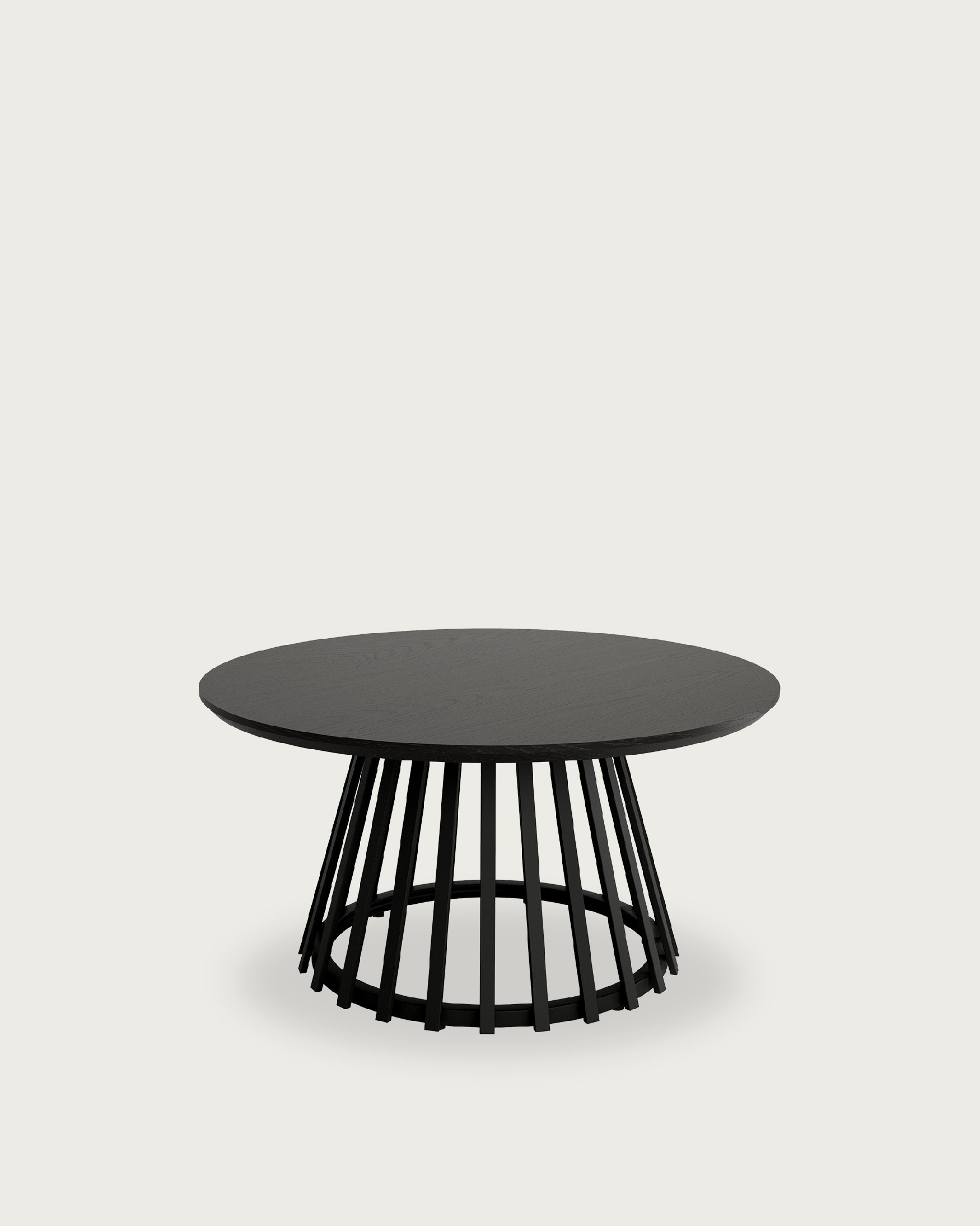 Mesa auxiliar Sahara redonda con acabado roble negro y pata metálica negra Ø 80 cm