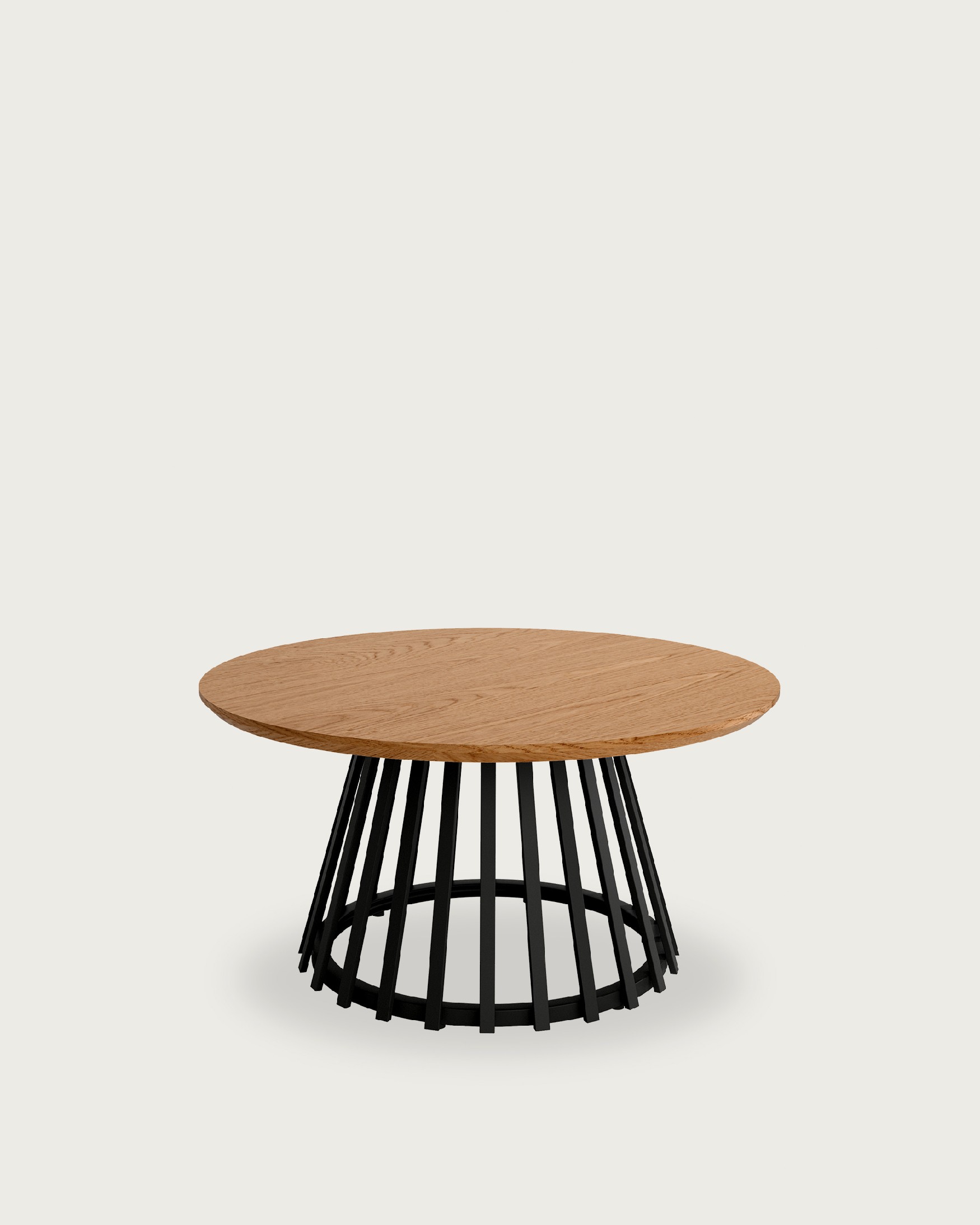Sahara round side table with natural oak finish and black metal leg Ø 80 cm
