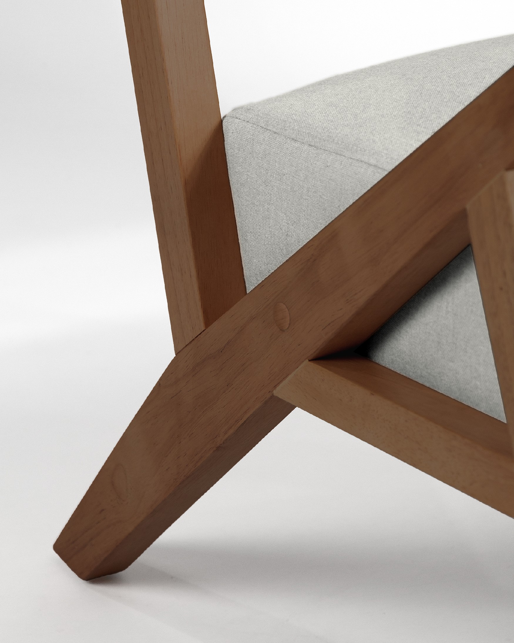 Fauteuil Sakura avec rembourrage gris et finition en bois foncé