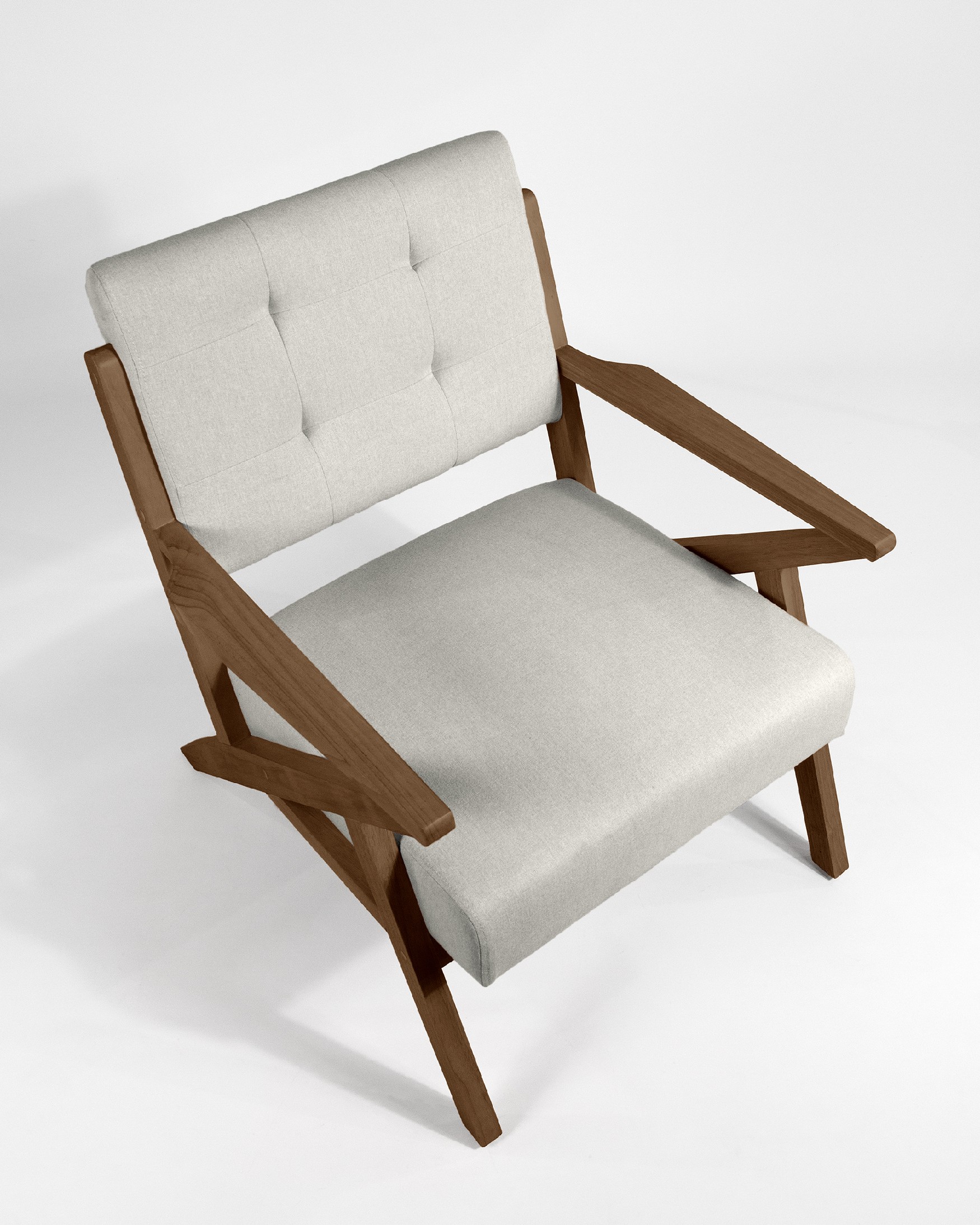 Fauteuil Sakura avec rembourrage gris et finition en bois foncé