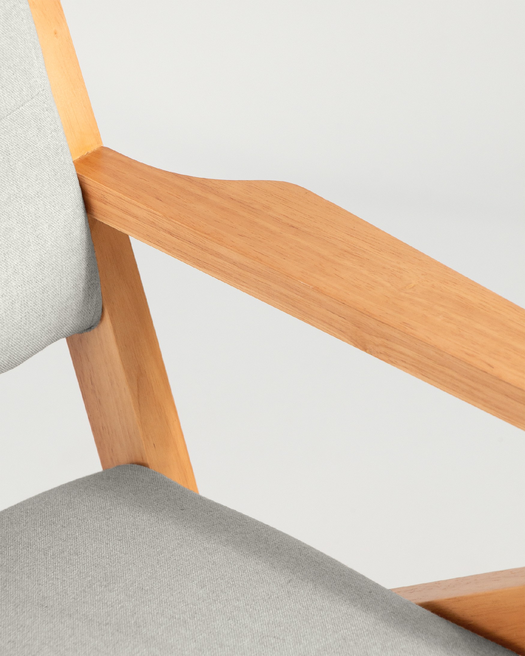 Sakura armchair with gray upholstery and light wood finish