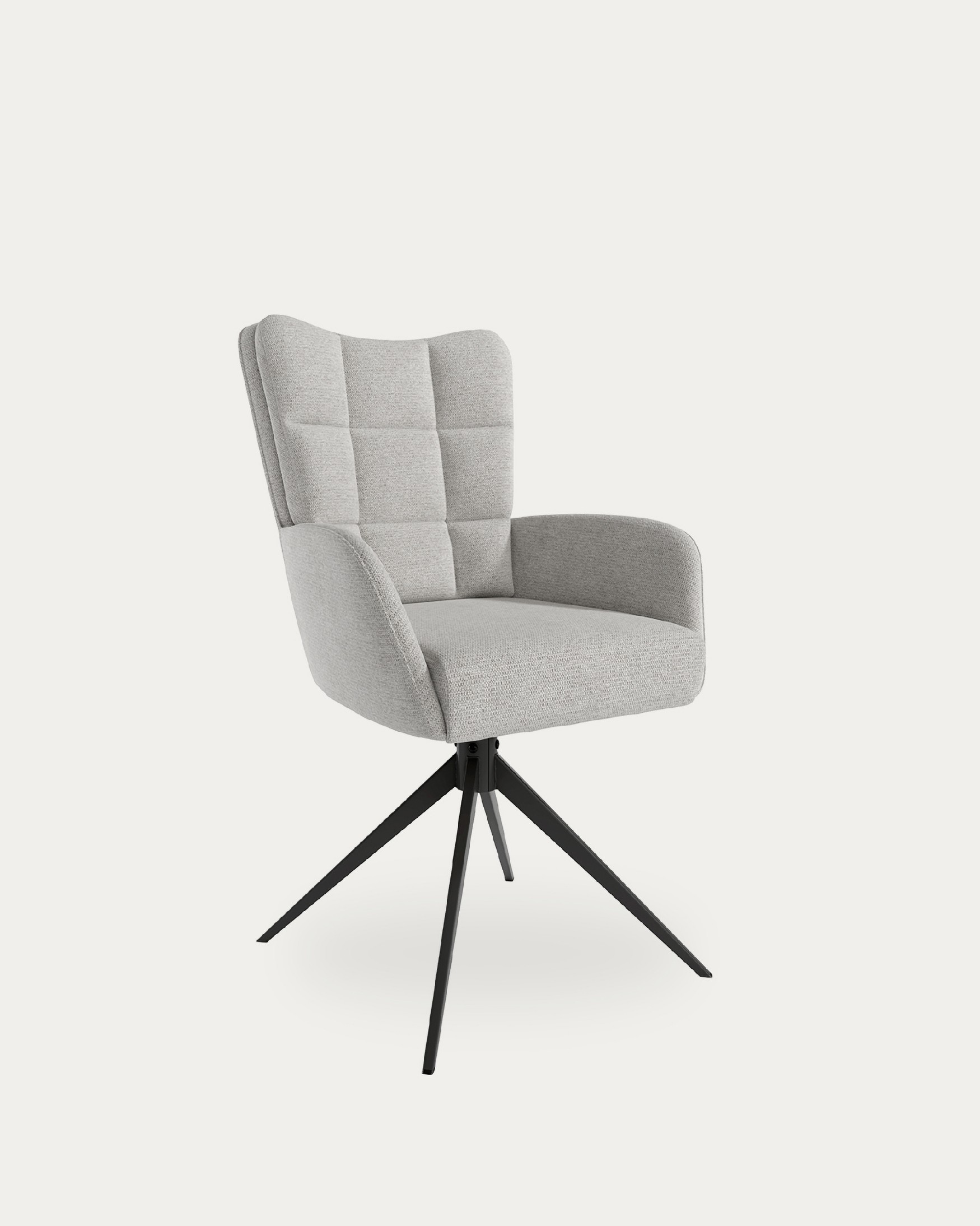Salta chair 360º swivel with return function, pearl upholstery and black metal legs