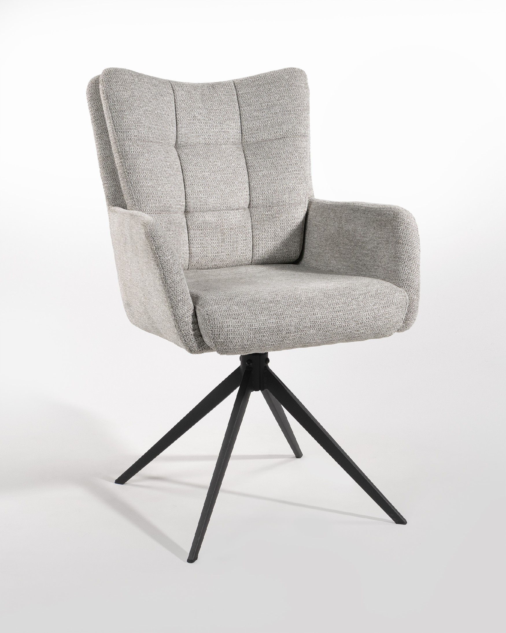 Salta chair 360º swivel with return function, pearl upholstery and black metal legs