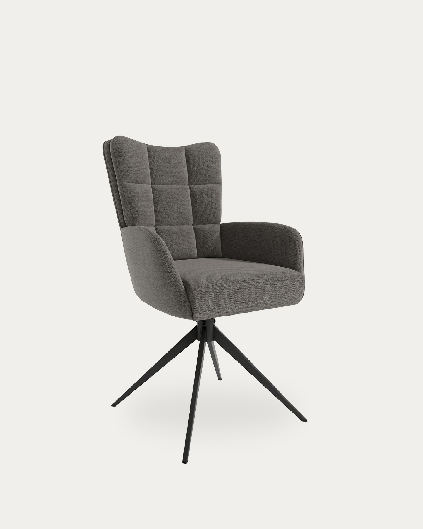 Salta chair 360º swivel with return function, slate upholstery and black metal legs