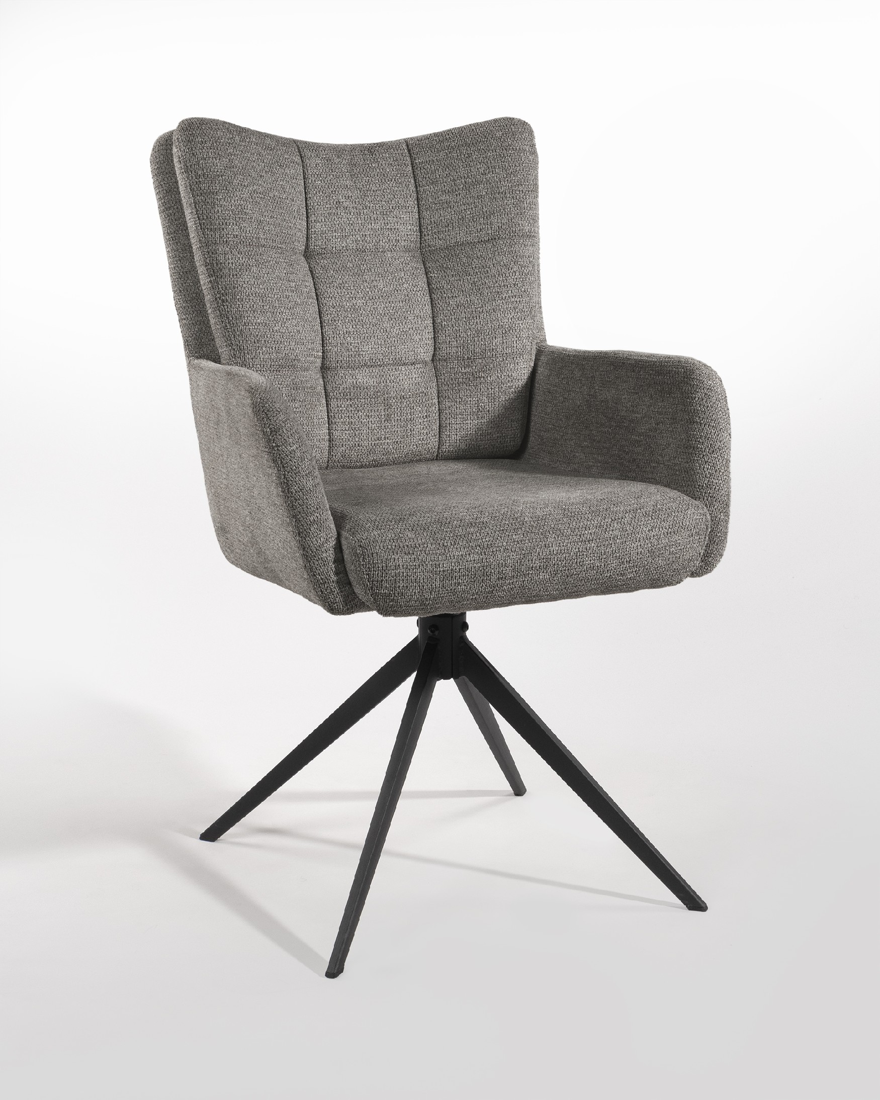 Salta chair 360º swivel with return function, slate upholstery and black metal legs