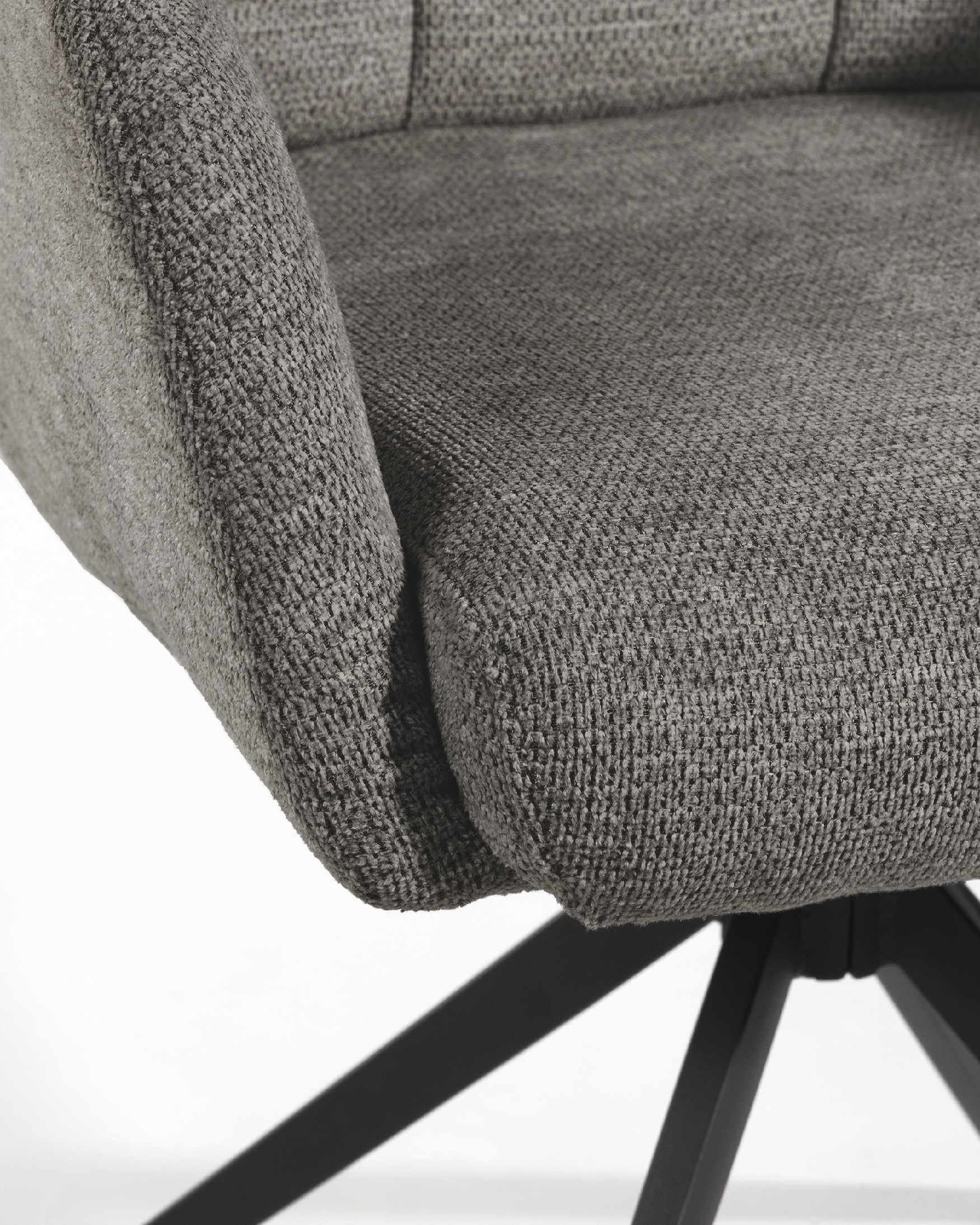 Salta chair 360º swivel with return function, slate upholstery and black metal legs