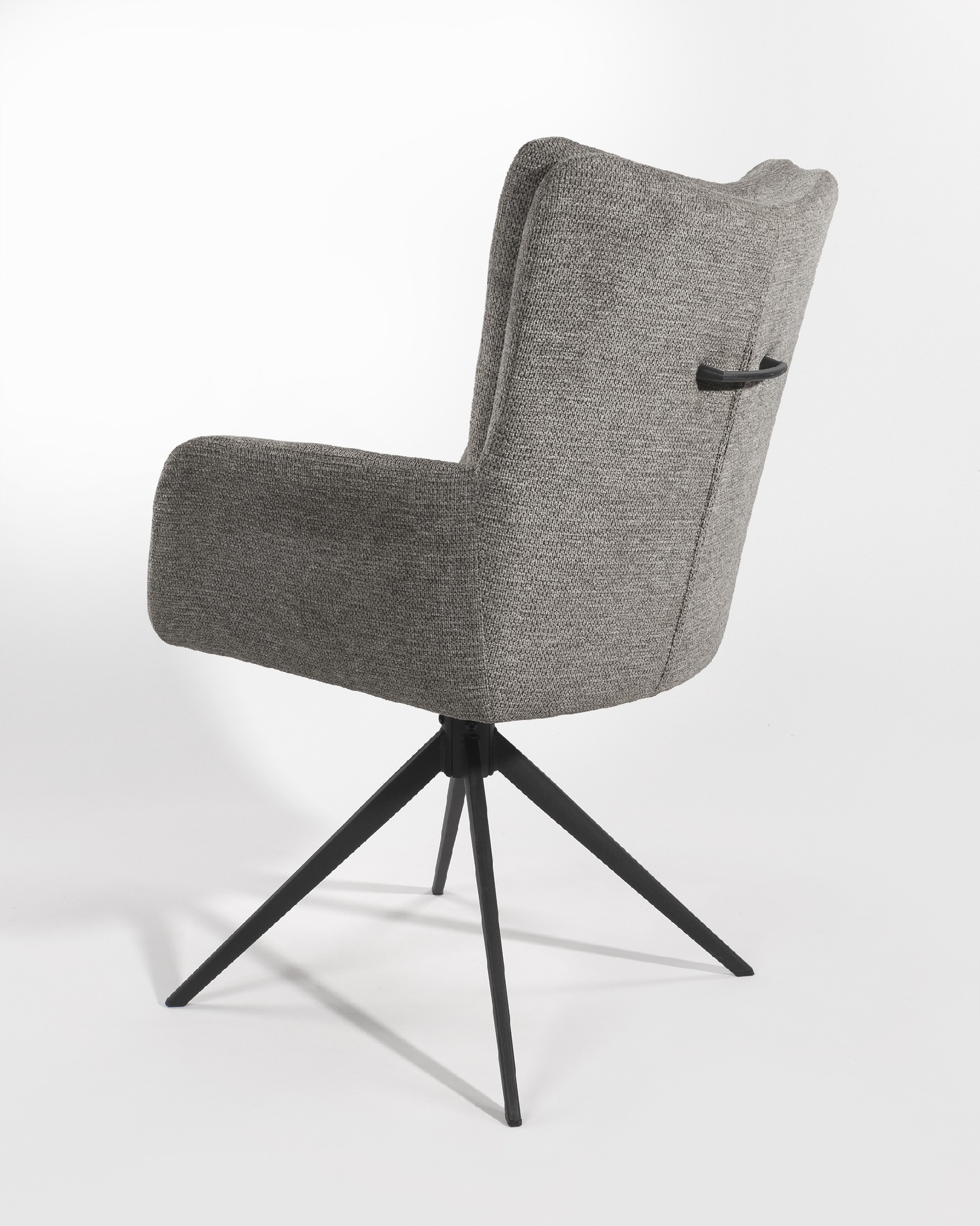 Salta chair 360º swivel with return function, slate upholstery and black metal legs