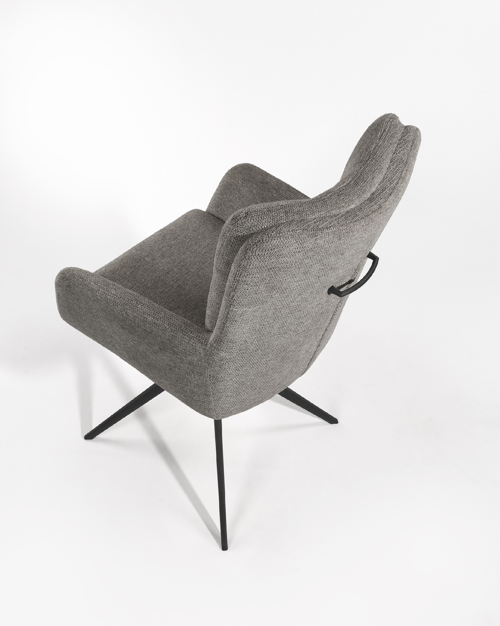 Salta chair 360º swivel with return function, slate upholstery and black metal legs