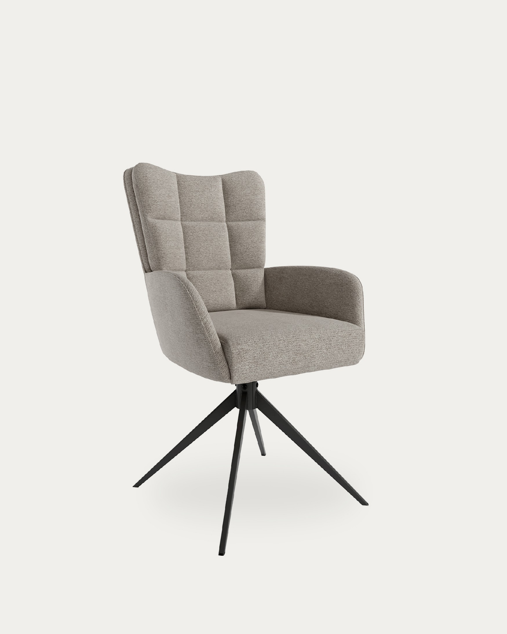 Salta chair 360º swivel with return function, earth upholstery and black metal legs