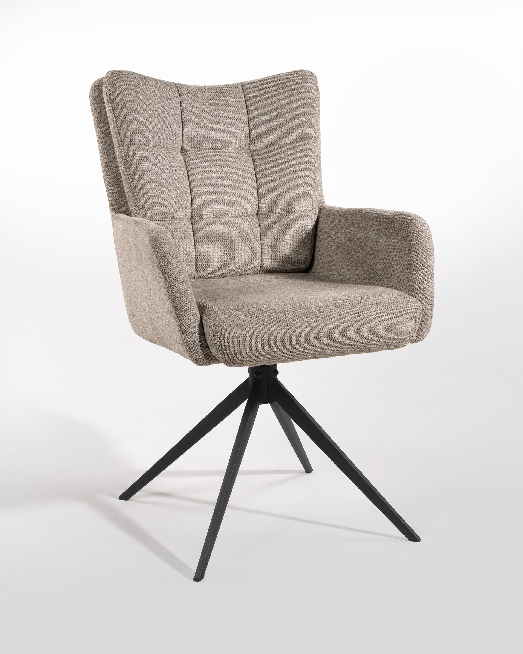 Salta chair 360º swivel with return function, earth upholstery and black metal legs