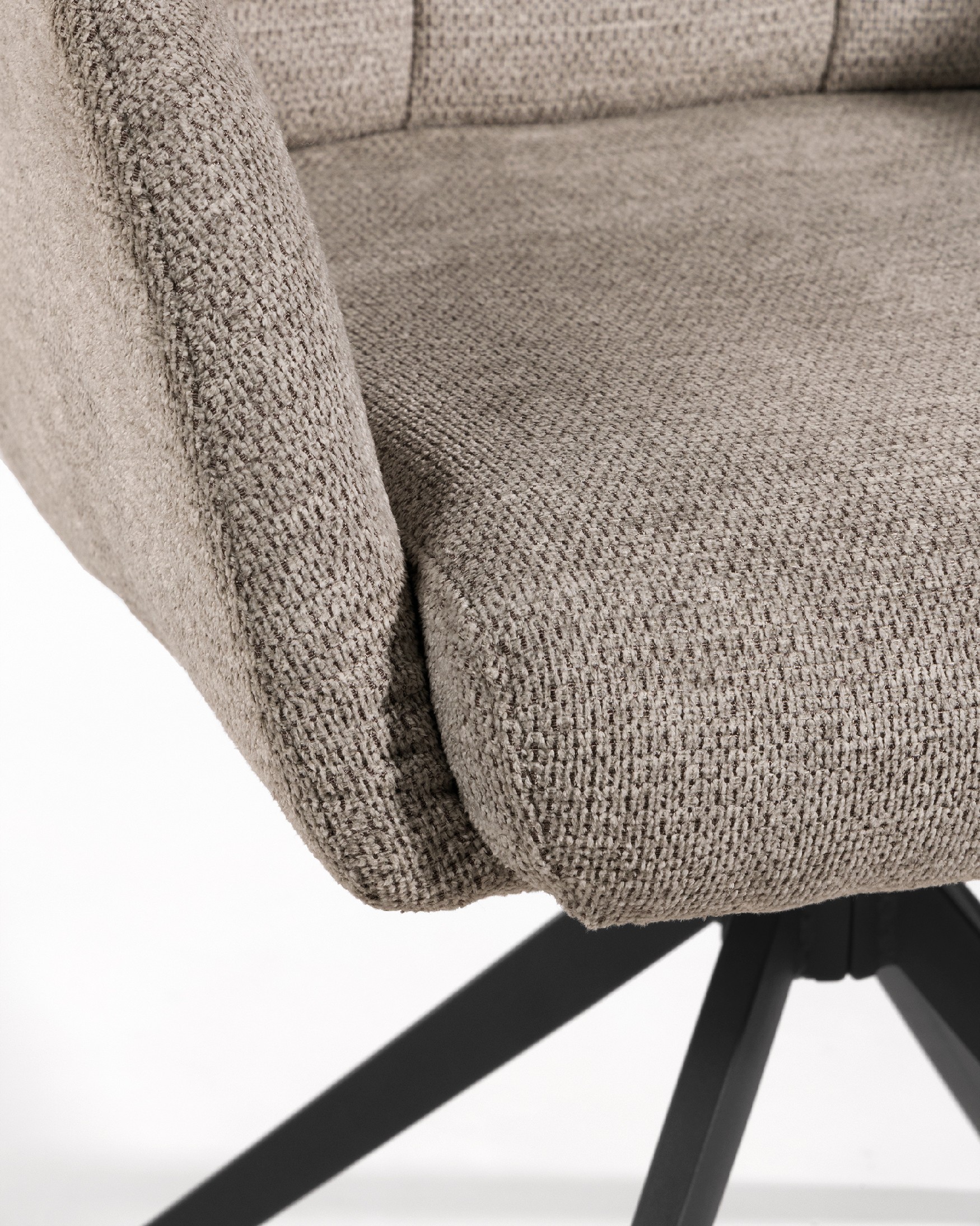 Salta chair 360º swivel with return function, earth upholstery and black metal legs