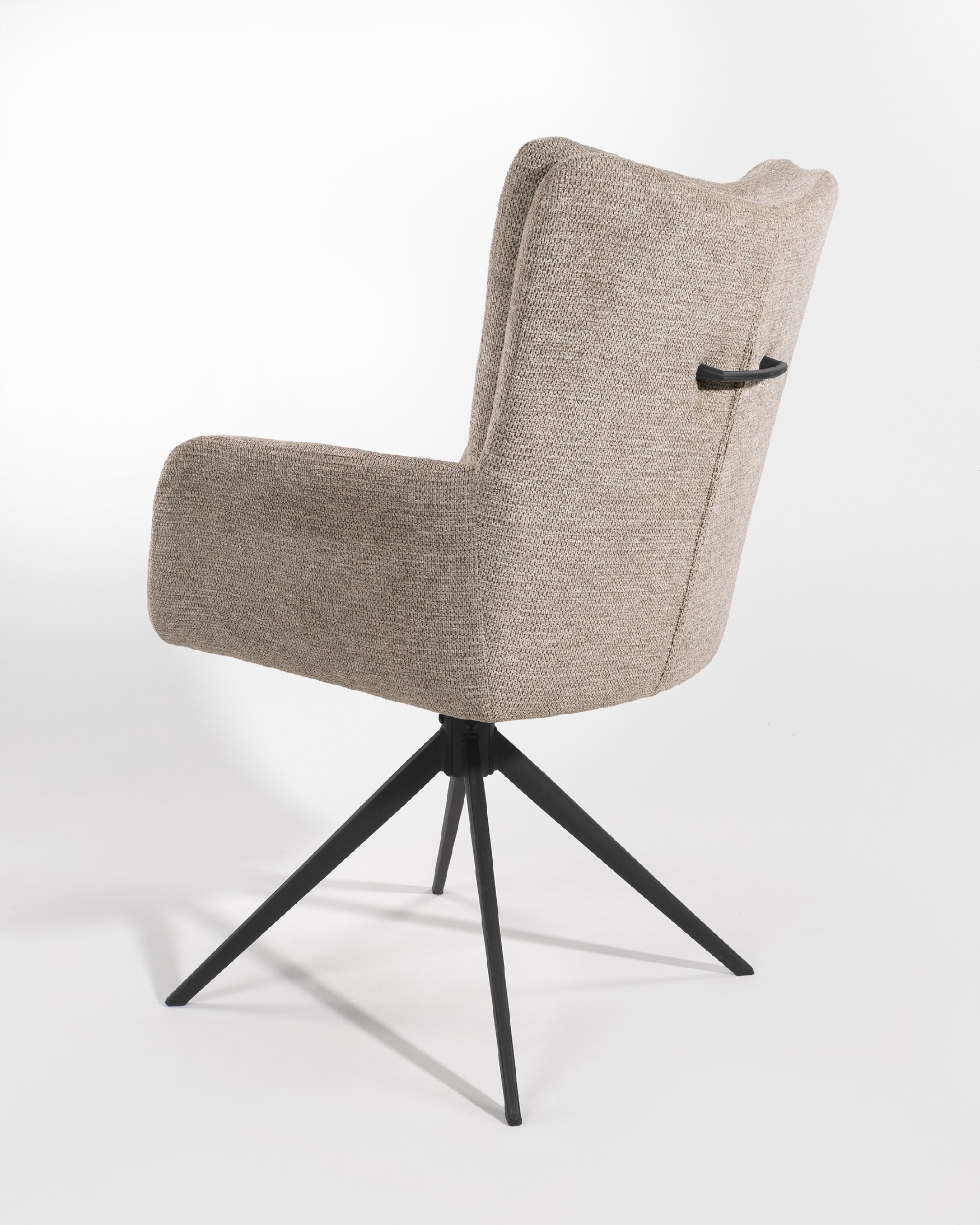 Salta chair 360º swivel with return function, earth upholstery and black metal legs
