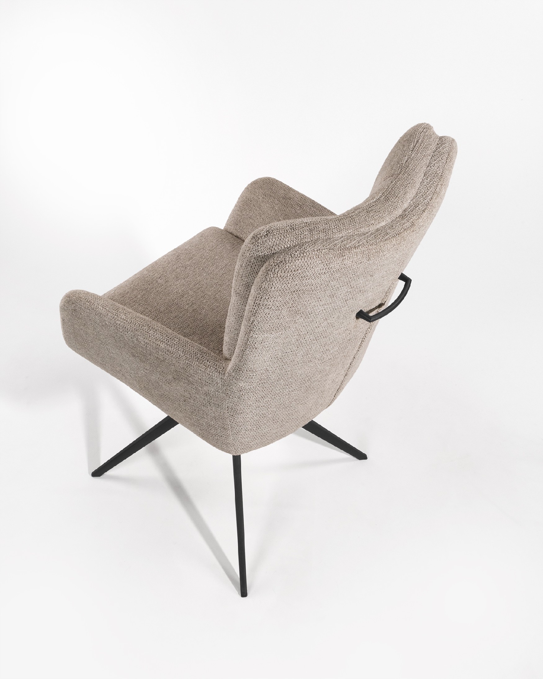 Salta chair 360º swivel with return function, earth upholstery and black metal legs