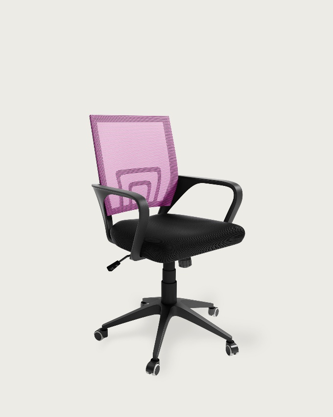 Chaise de bureau Samara couleur rose et pieds noirs