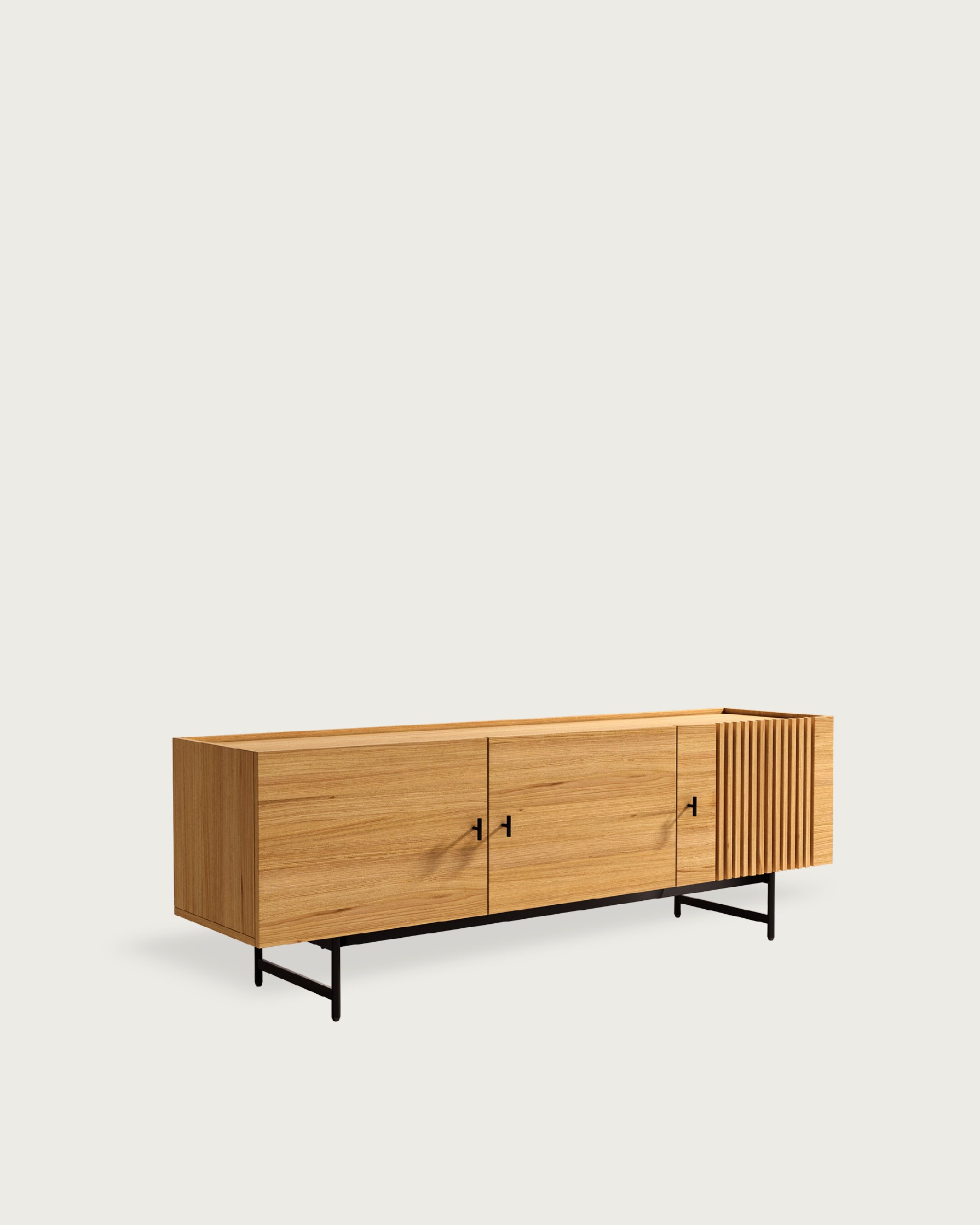Mueble TV Samurai 3 puertas de chapa natural de roble 180 x 62 cm