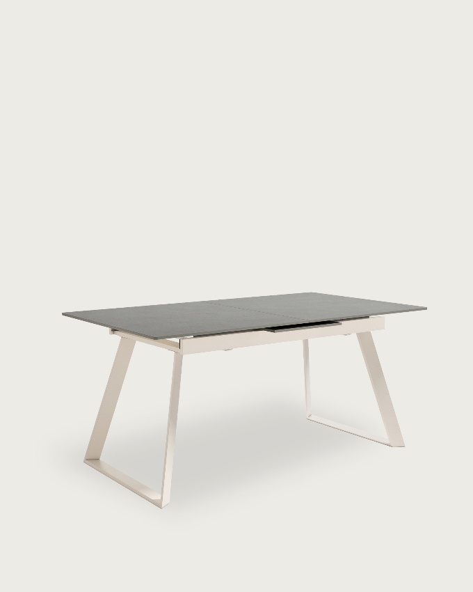 Extendable Saona table with porland porcelain finish and ivory metal structure 160/200 x 90 cm