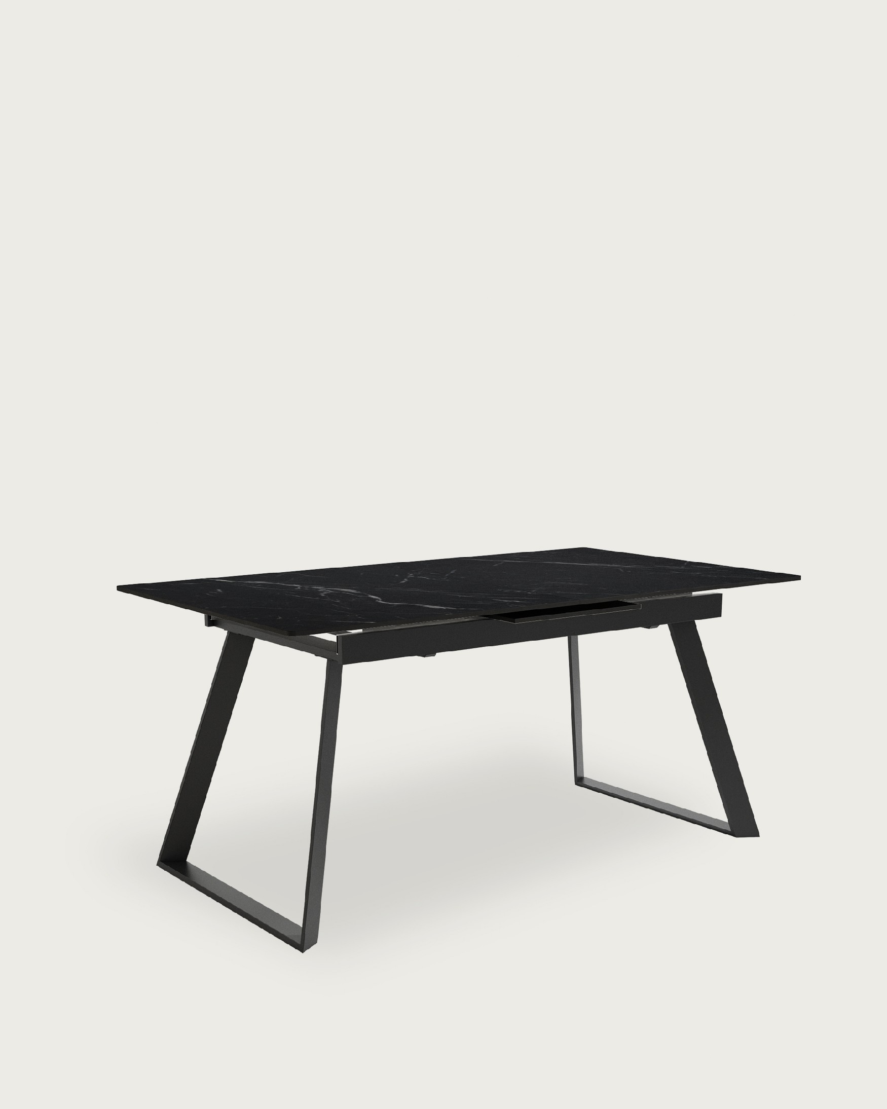 Extendable Saona table with marquina porcelain finish and black metal structure 140/180 x 90 cm