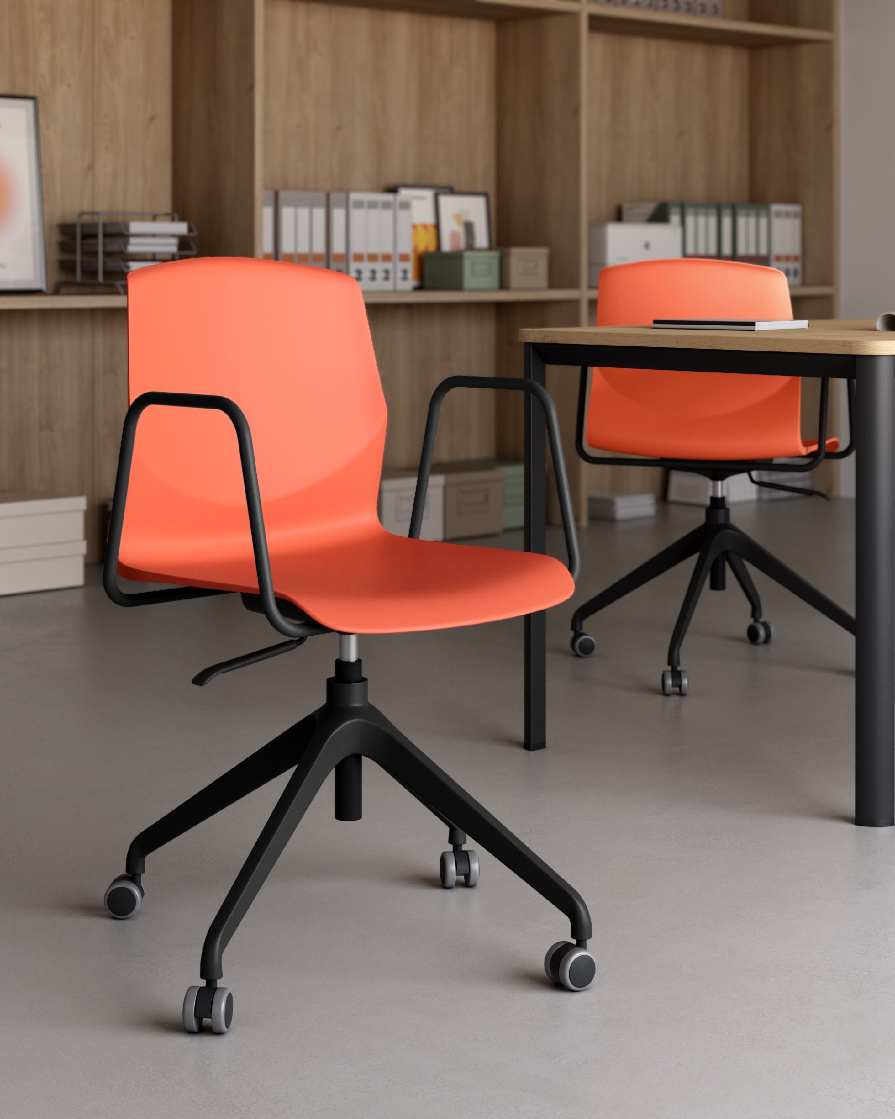 Coral polypropylene Seattle desk chair with black legs