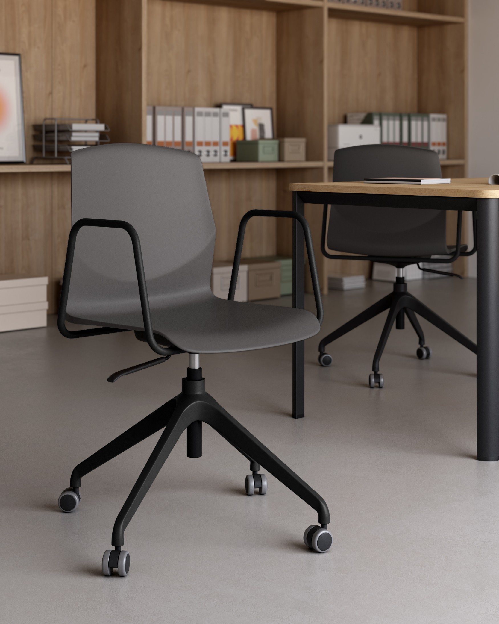 Chaise de bureau Seattle en polypropylène graphite et pieds noirs