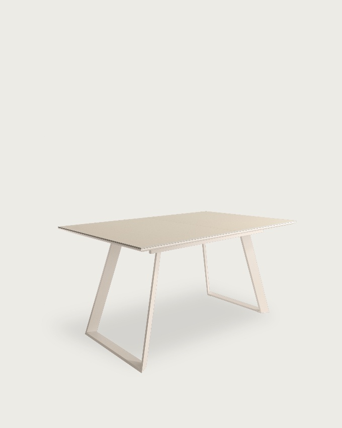 Sena extensible table with porcelain finish beige and ivory metal structure 140/180 x 90 cm