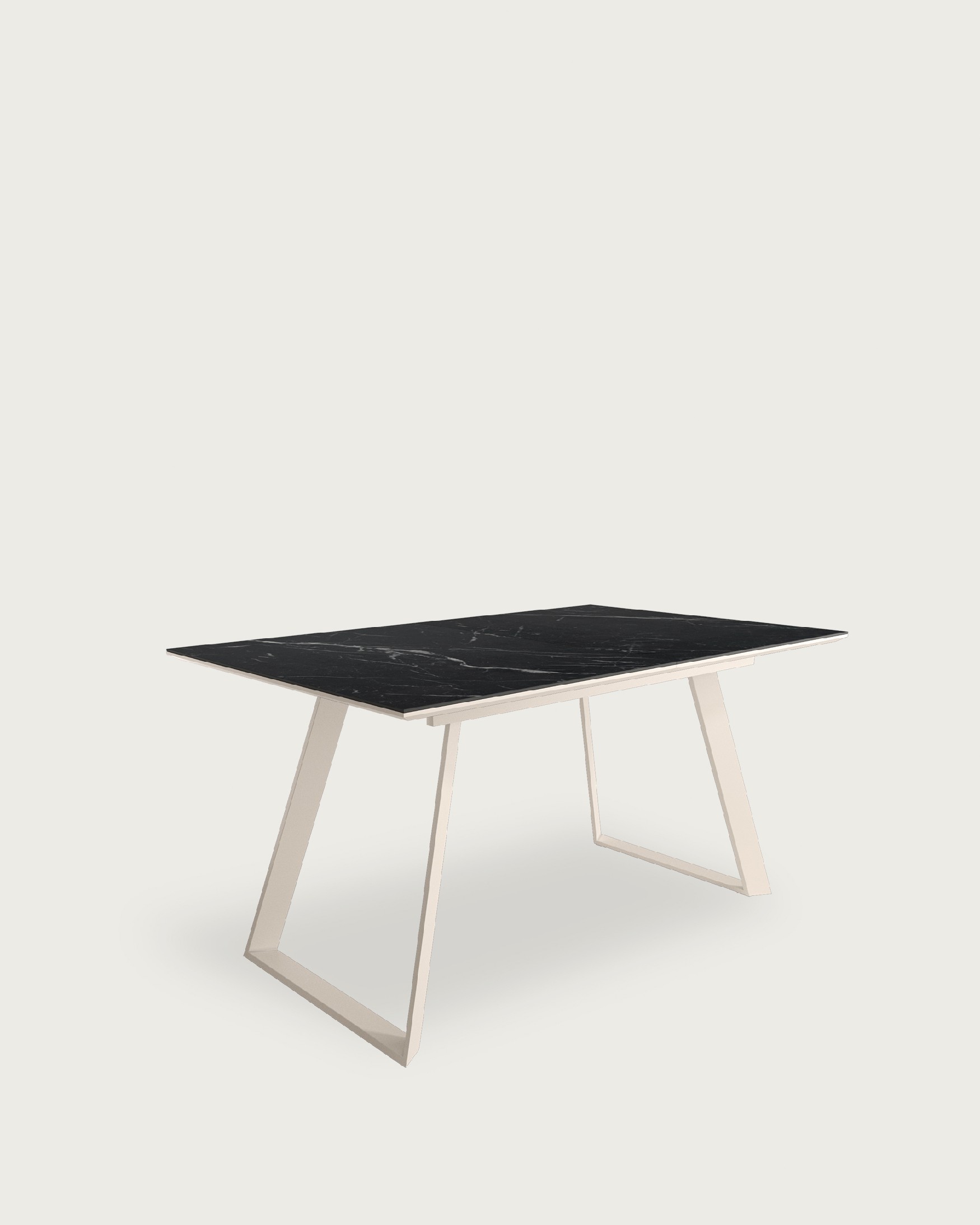 Sena extensible table with porcelain finish Marquina and ivory metal structure 140/180 x 90 cm