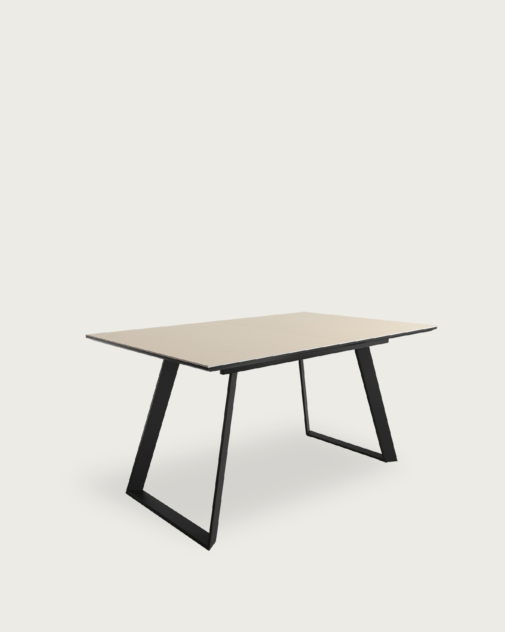 Sena extensible table with porcelain finish beige and black metal structure 140/180 x 90 cm