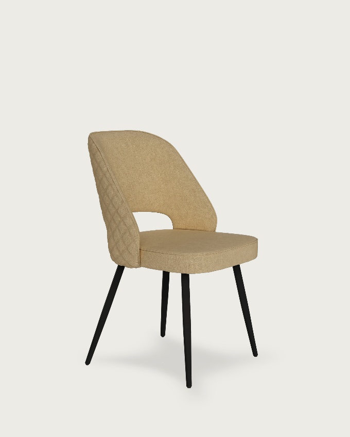 Sicily chair with cream upholstery and black metal legs