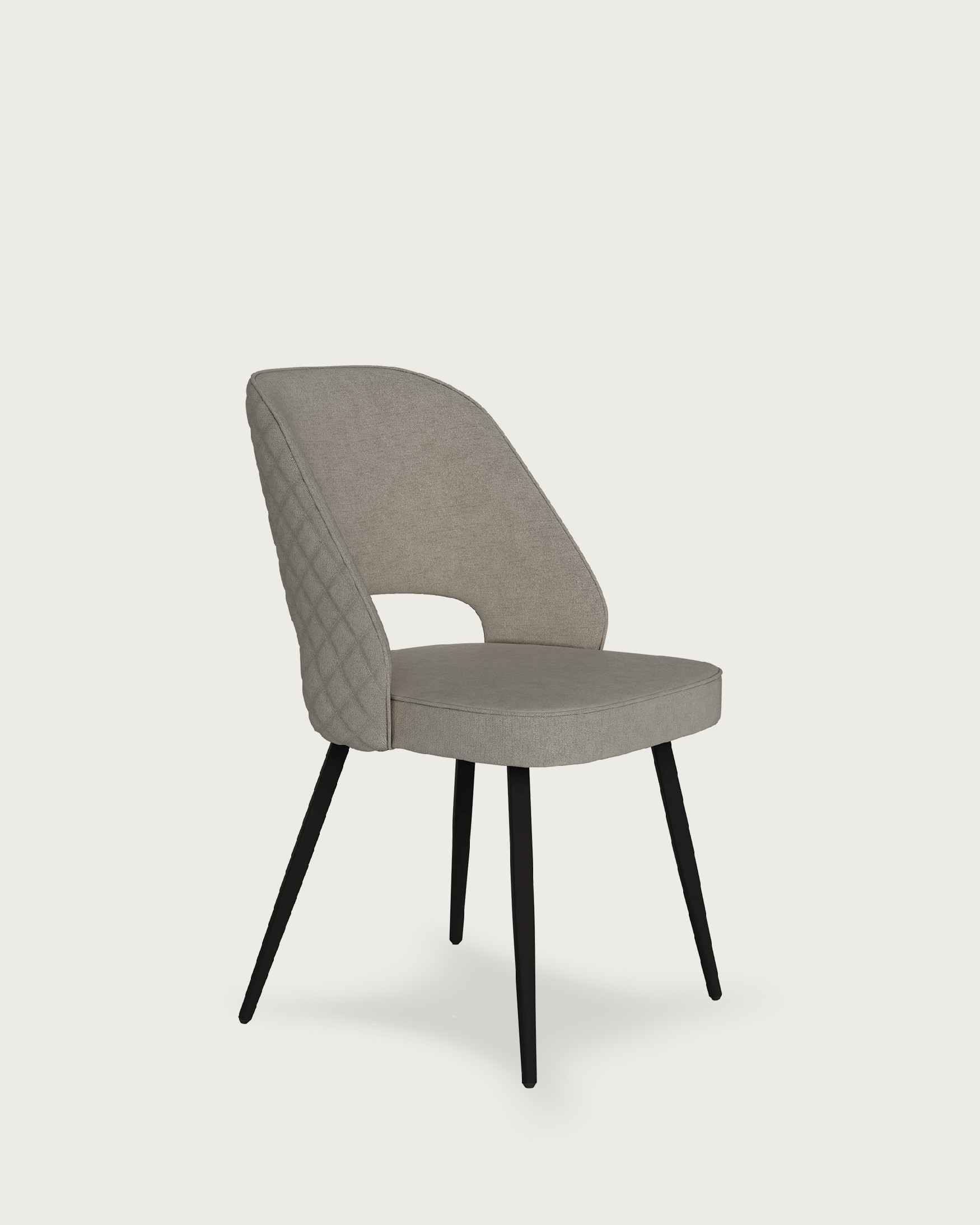 Silla Sicilia con tapizado perla y patas metálicas negras