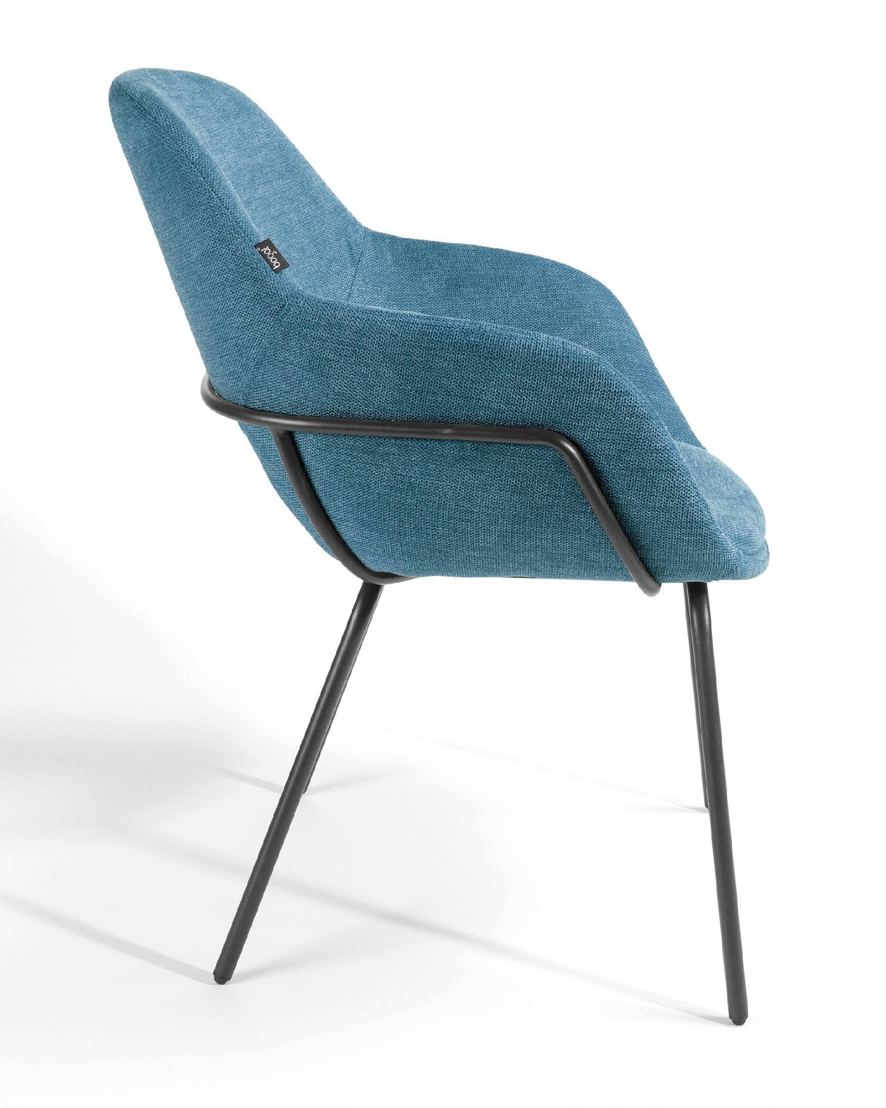 Sidney chair with blue upholstery and black metal legs