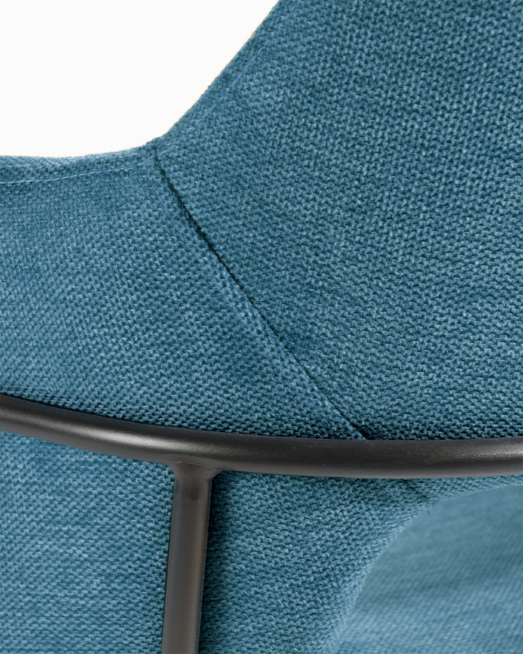 Sidney chair with blue upholstery and black metal legs