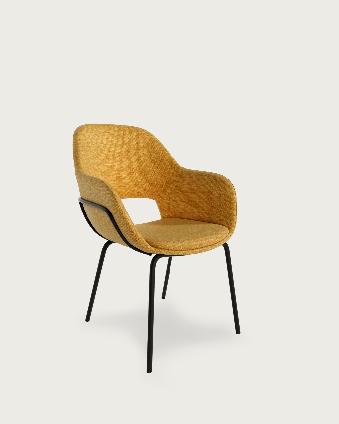 Sidney chair with mustard upholstery and black metal legs