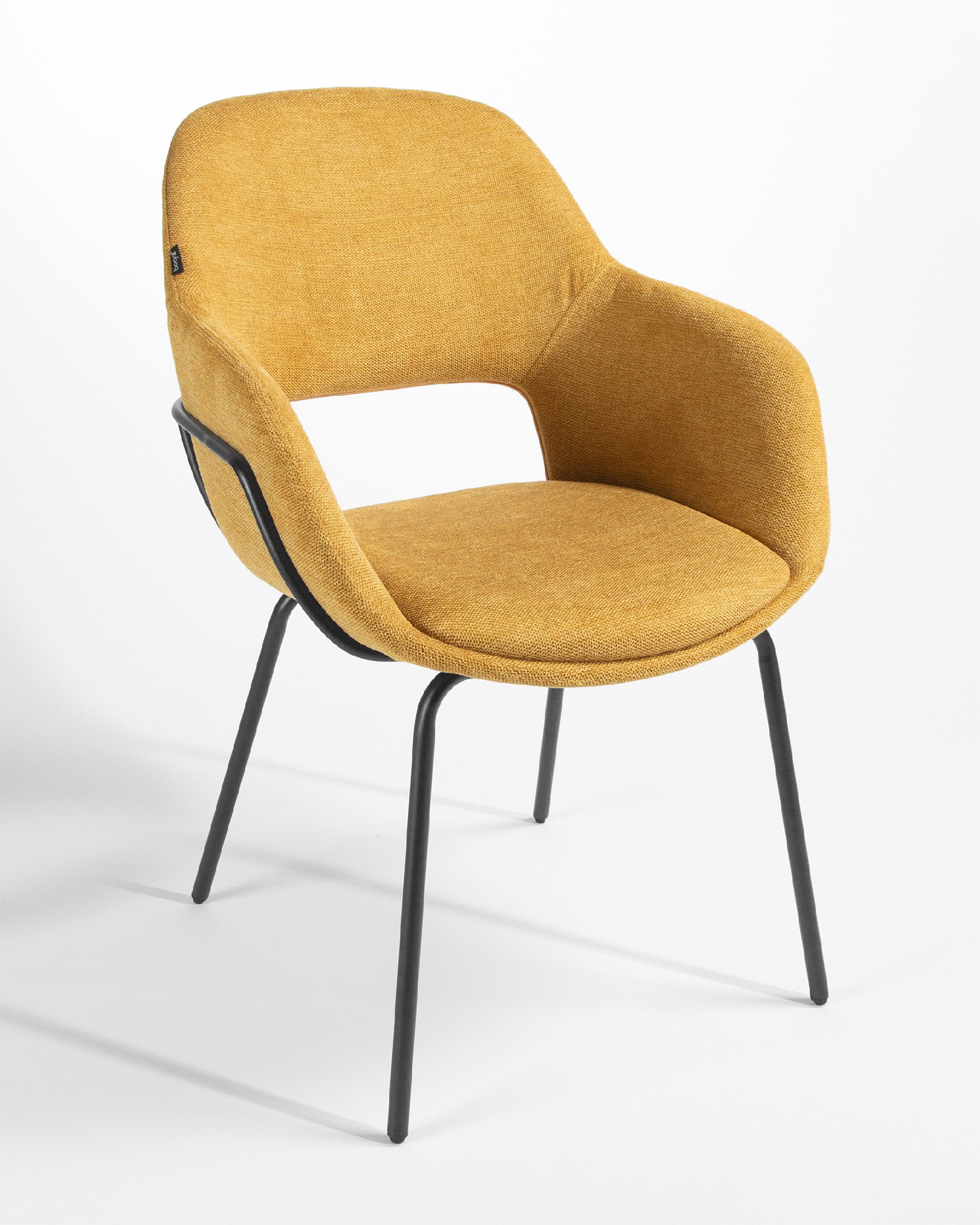 Sidney chair with mustard upholstery and black metal legs