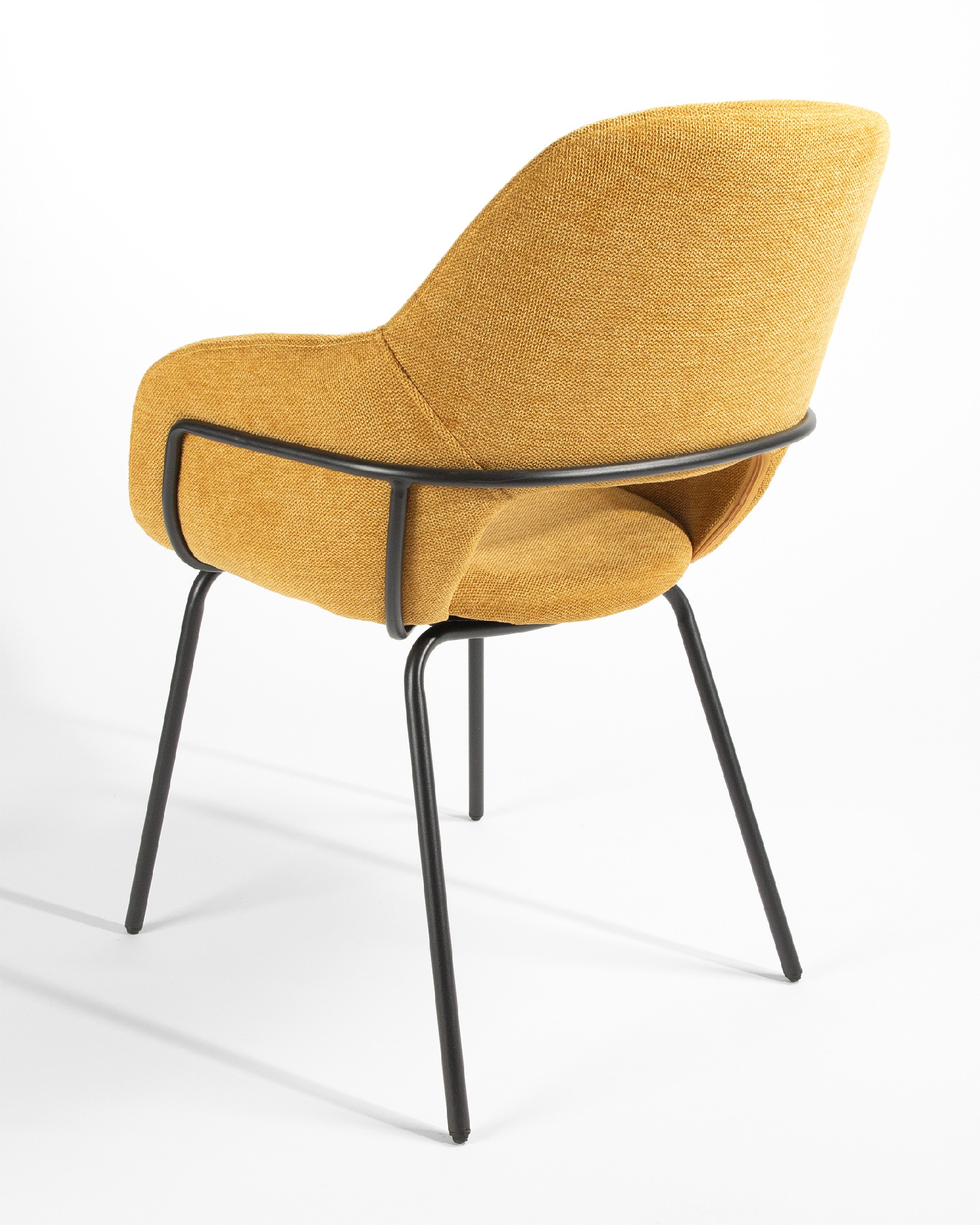 Sidney chair with mustard upholstery and black metal legs