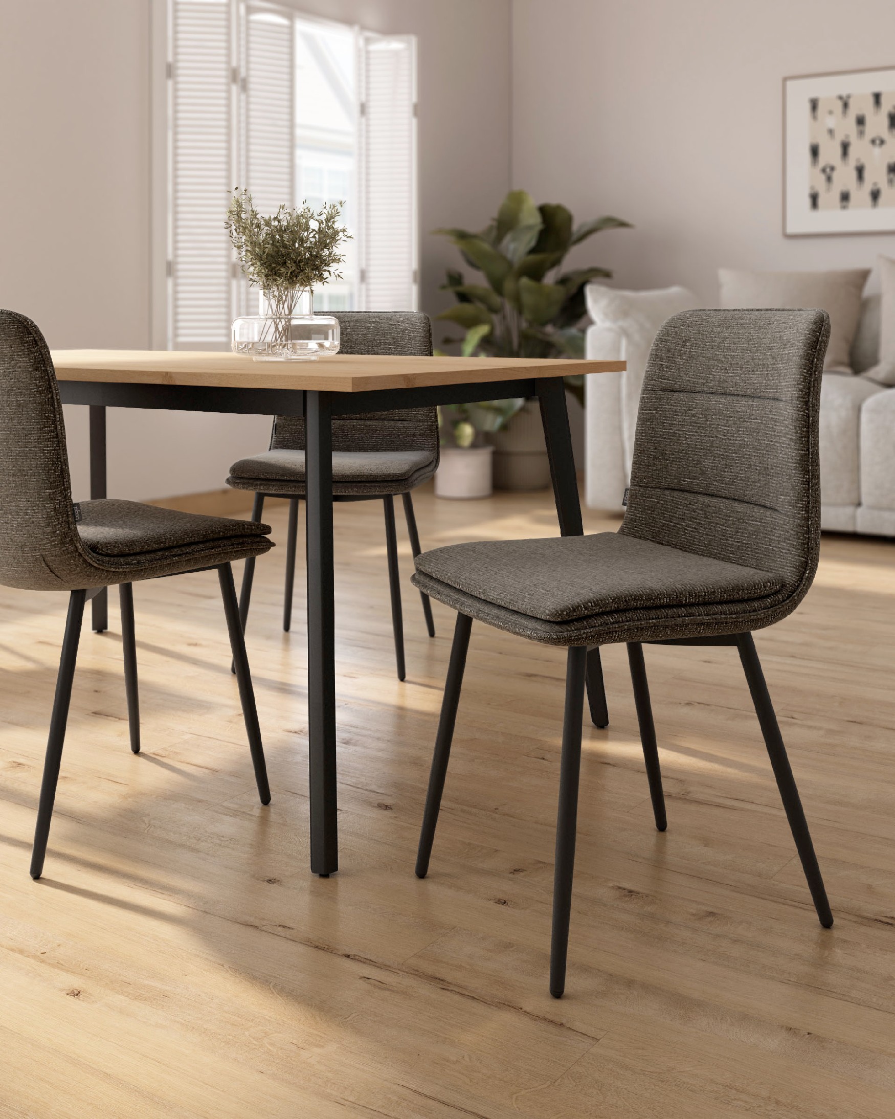 Sintra chair with anthracite upholstery and black metal legs