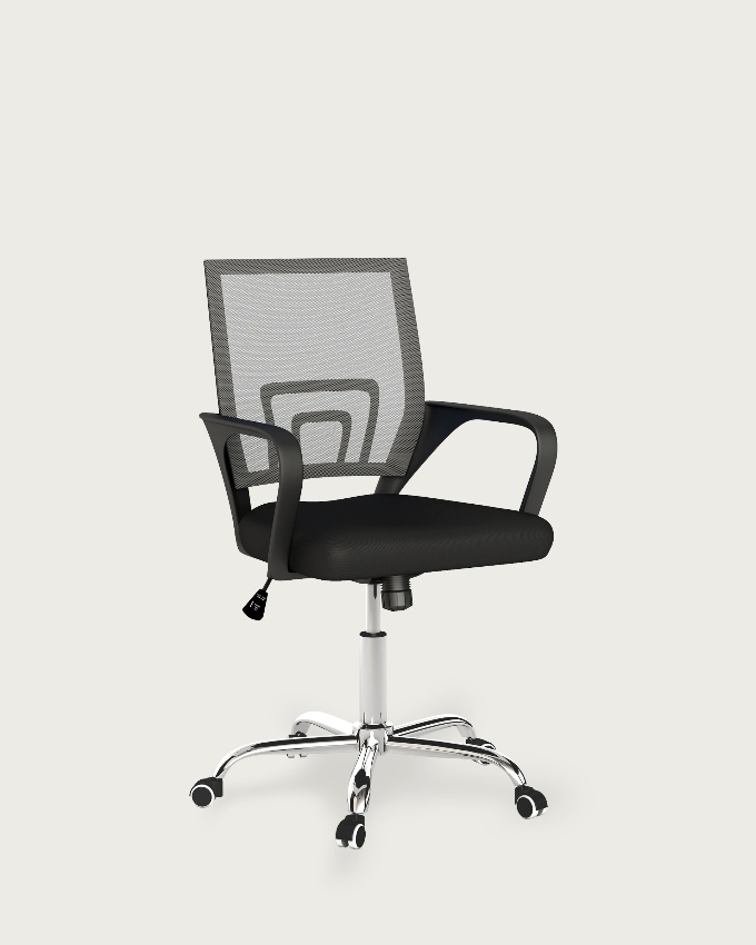 Sochi desk chair in graphite with chrome legs