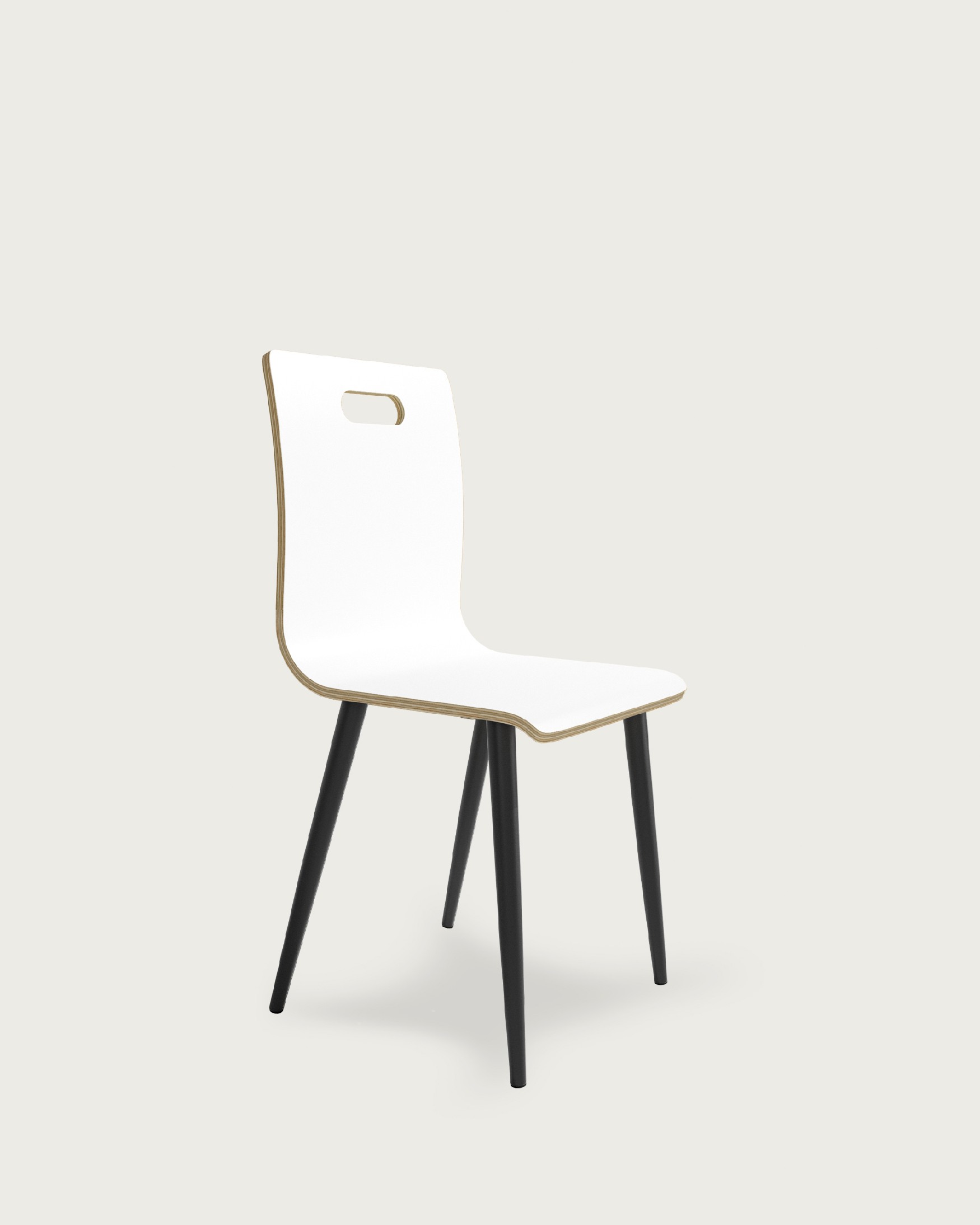 Silla Sofia acabado soul blanco y patas metálicas negras