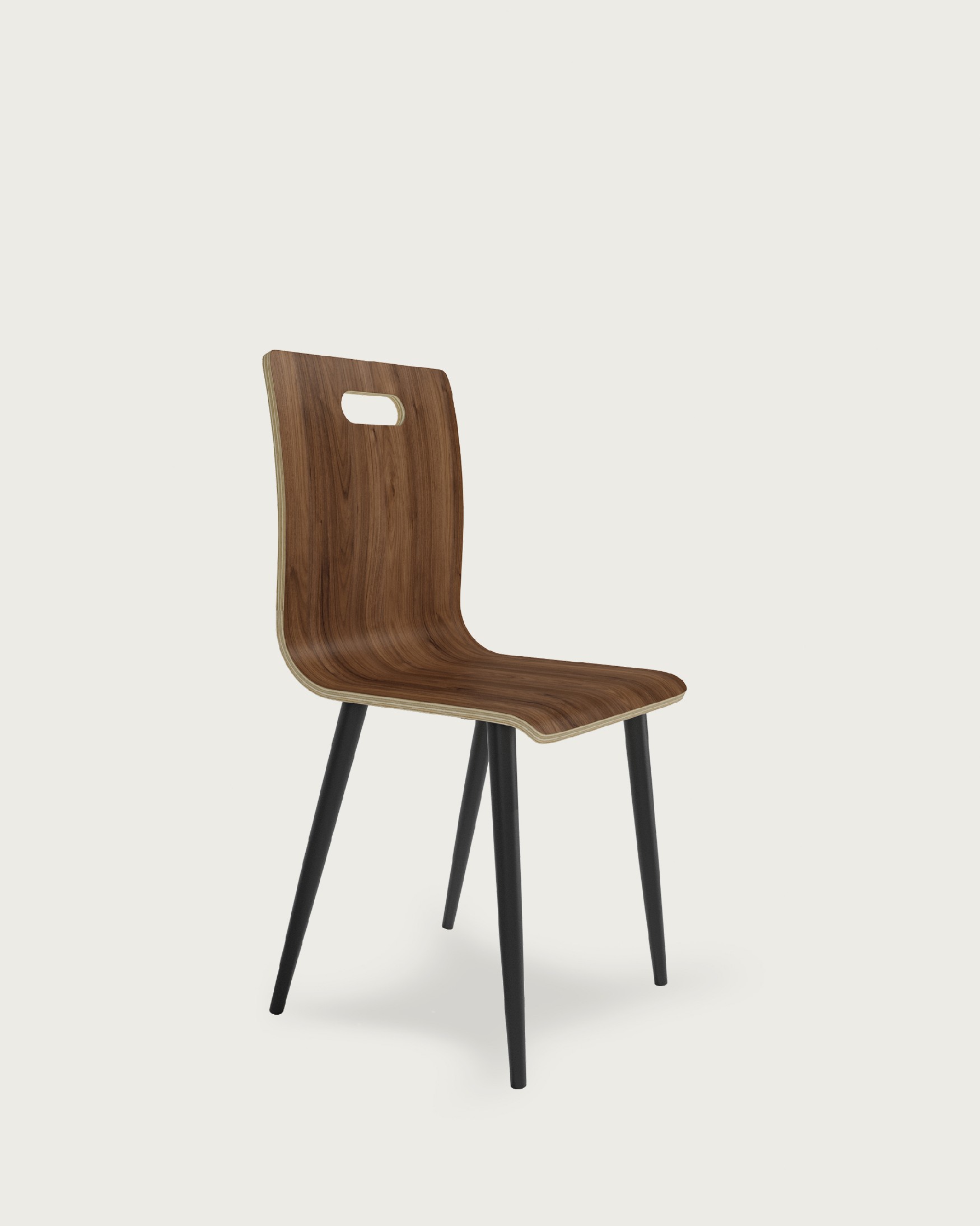 Sofia chair with java finish and black metal legs