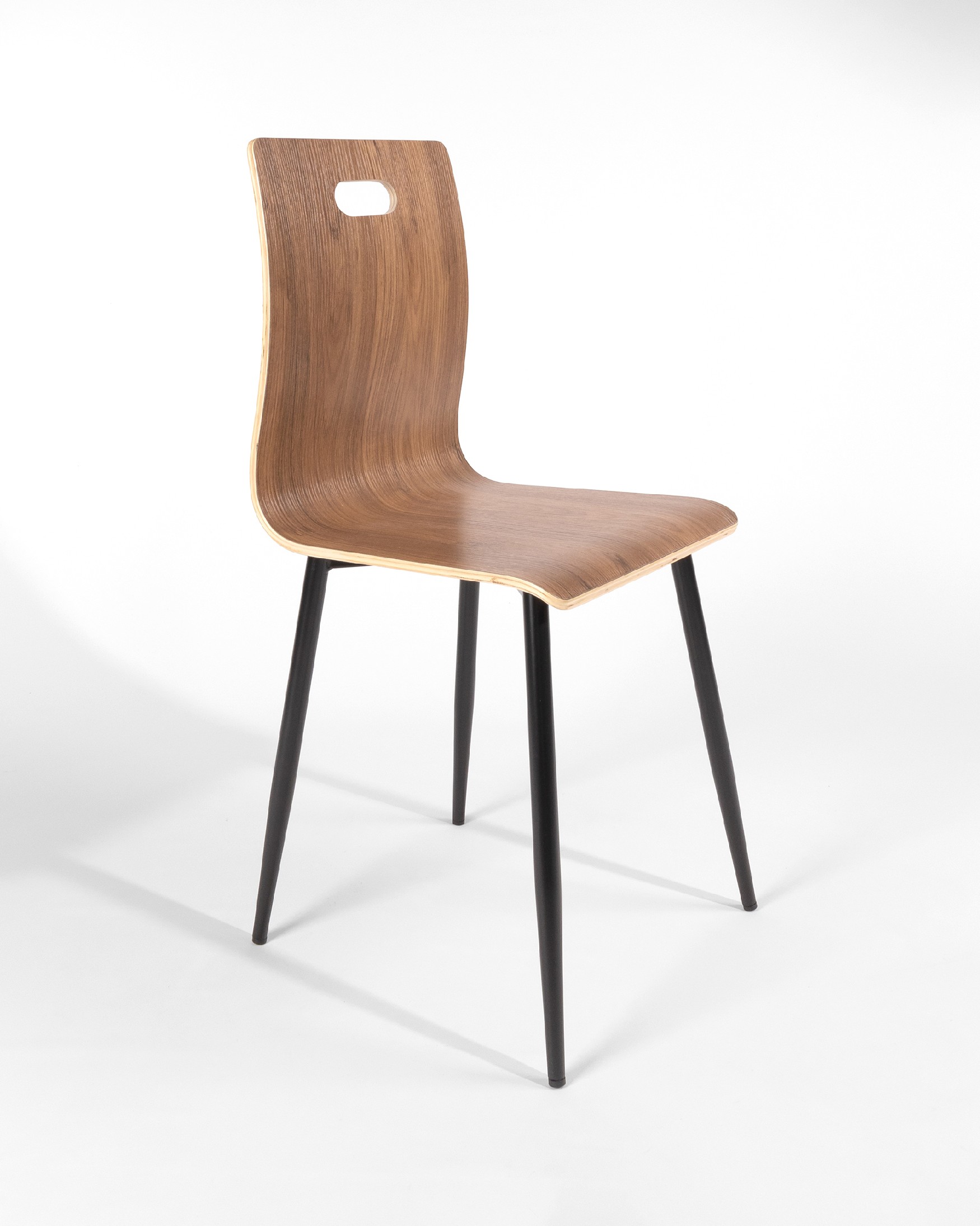 Sofia chair with java finish and black metal legs