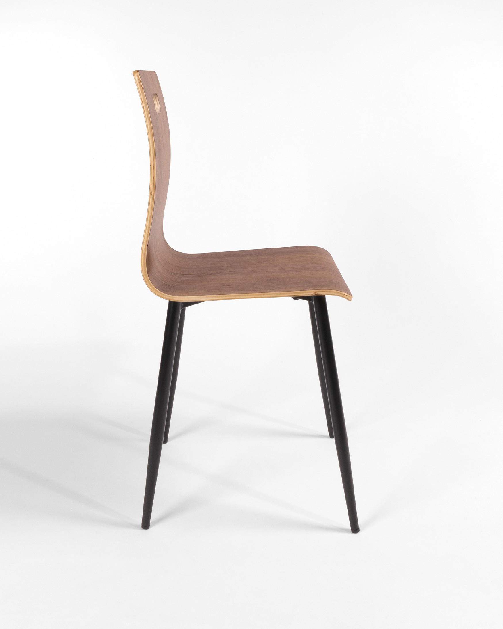 Sofia chair with java finish and black metal legs