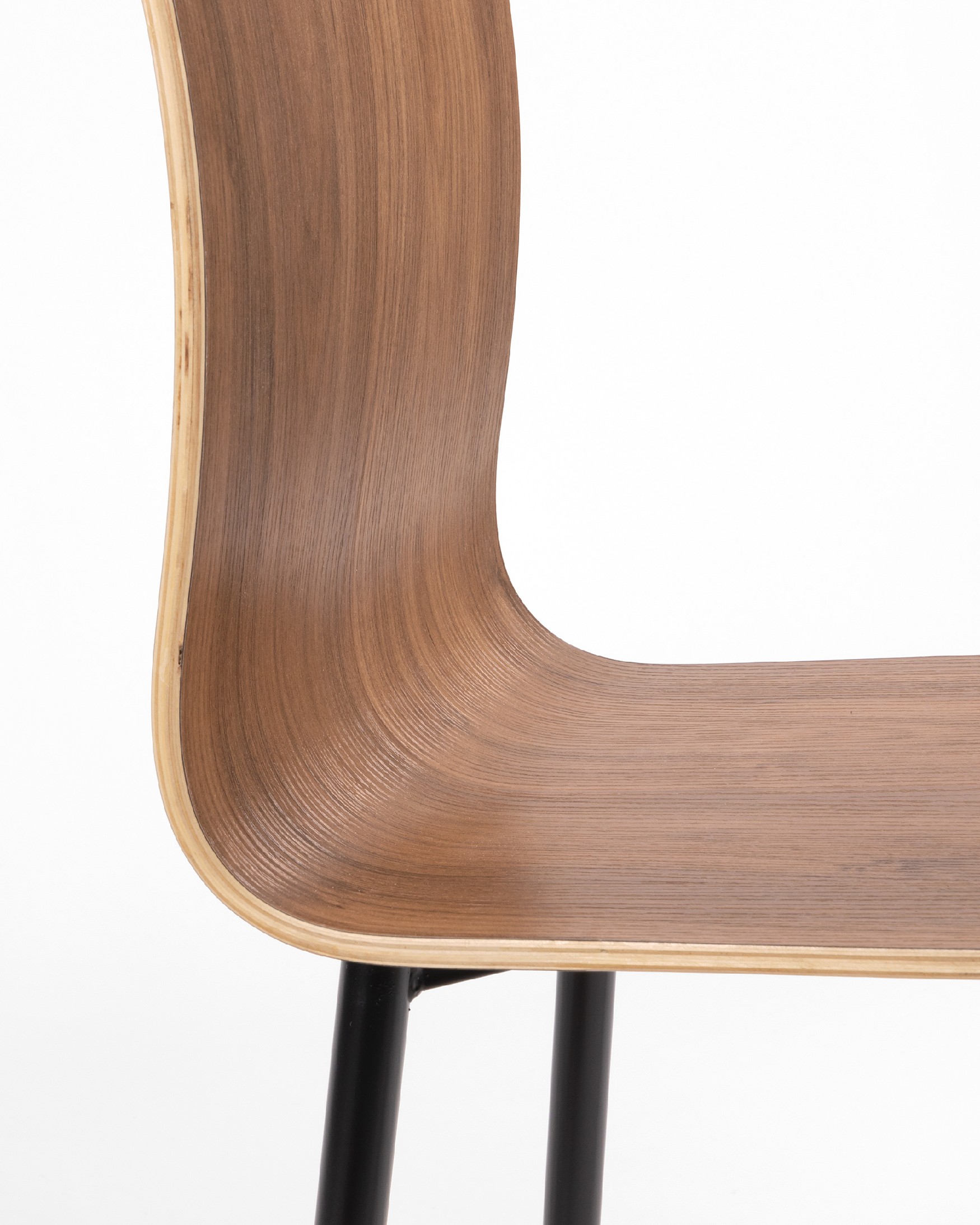 Sofia chair with java finish and black metal legs