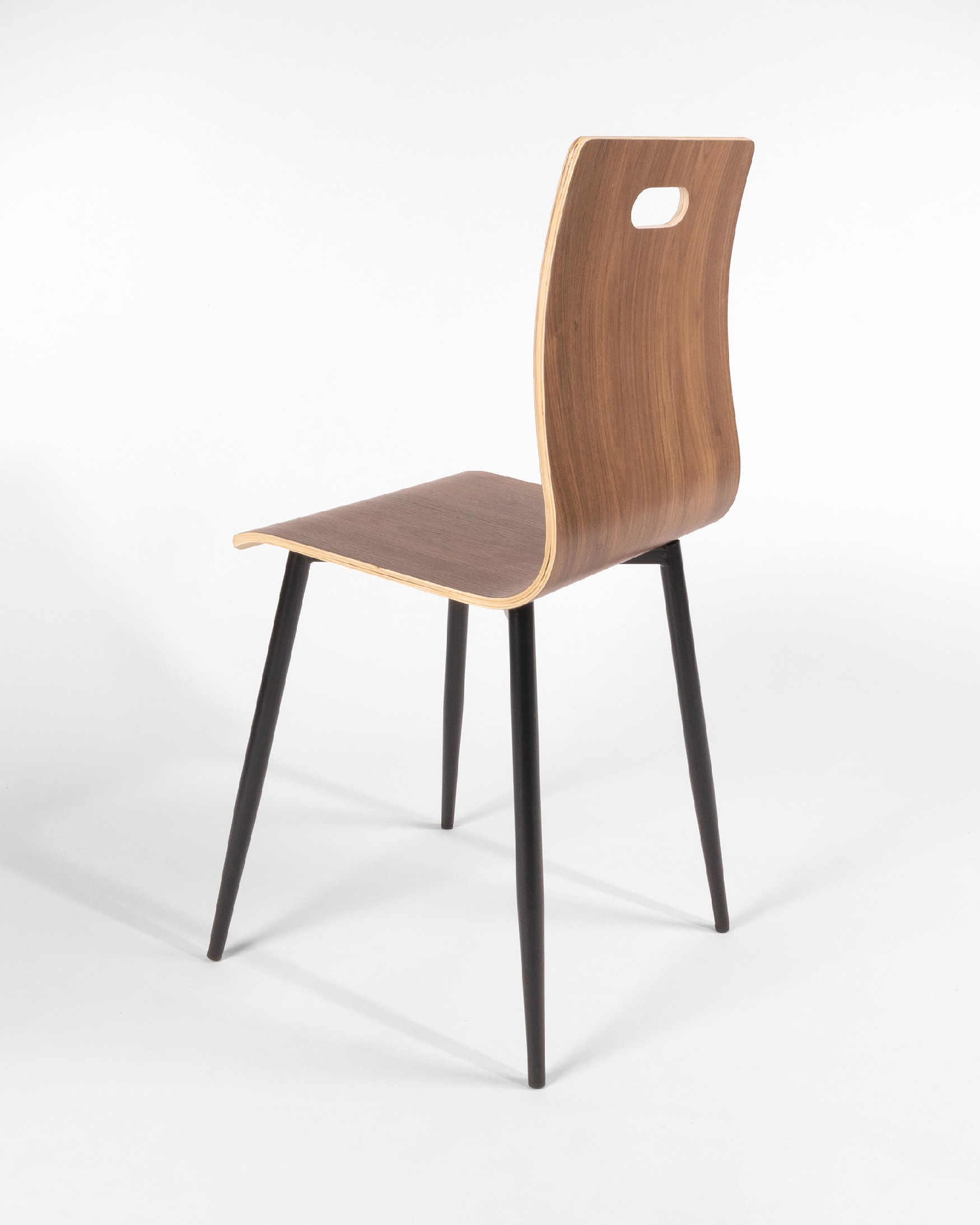Sofia chair with java finish and black metal legs