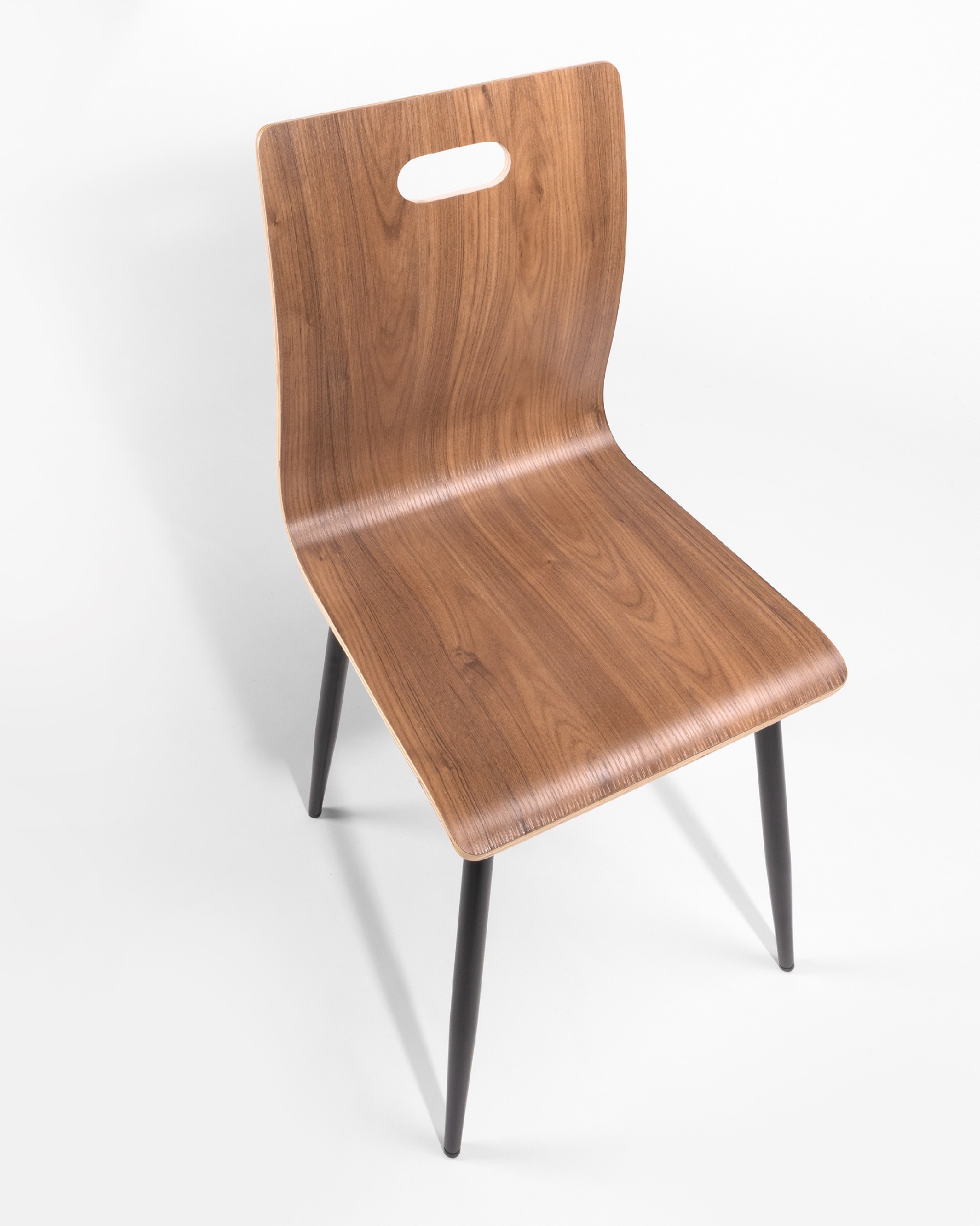 Sofia chair with java finish and black metal legs