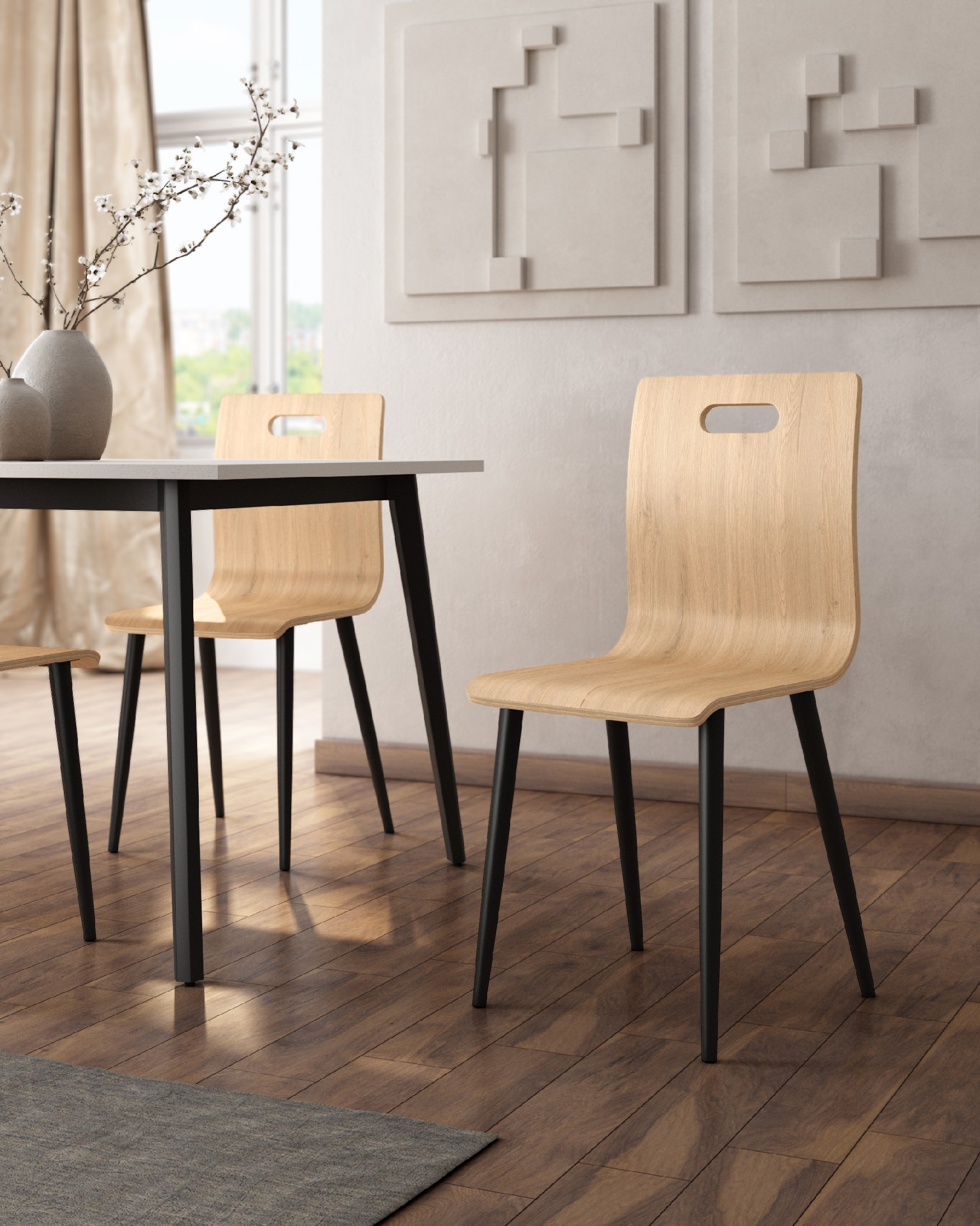 Chaise Sofia finition alpin et pieds métalliques noirs