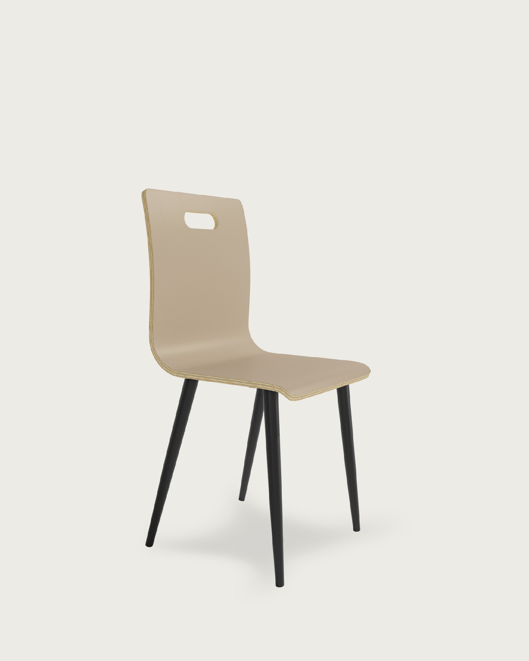Sofia chair with pearl finish and black metal legs