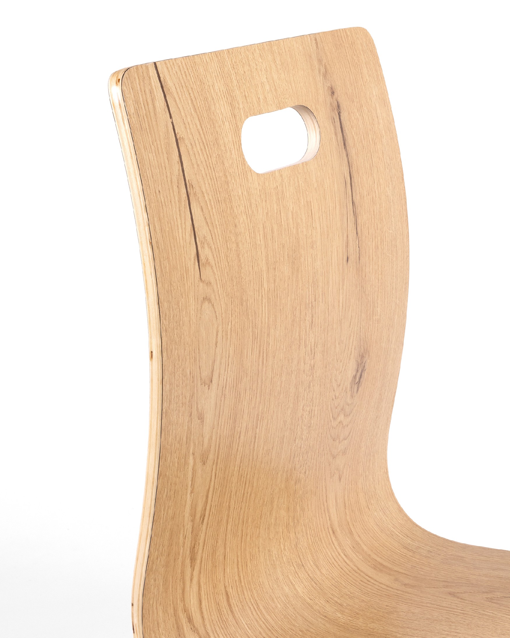 Sofia chair with oak finish and black metal legs