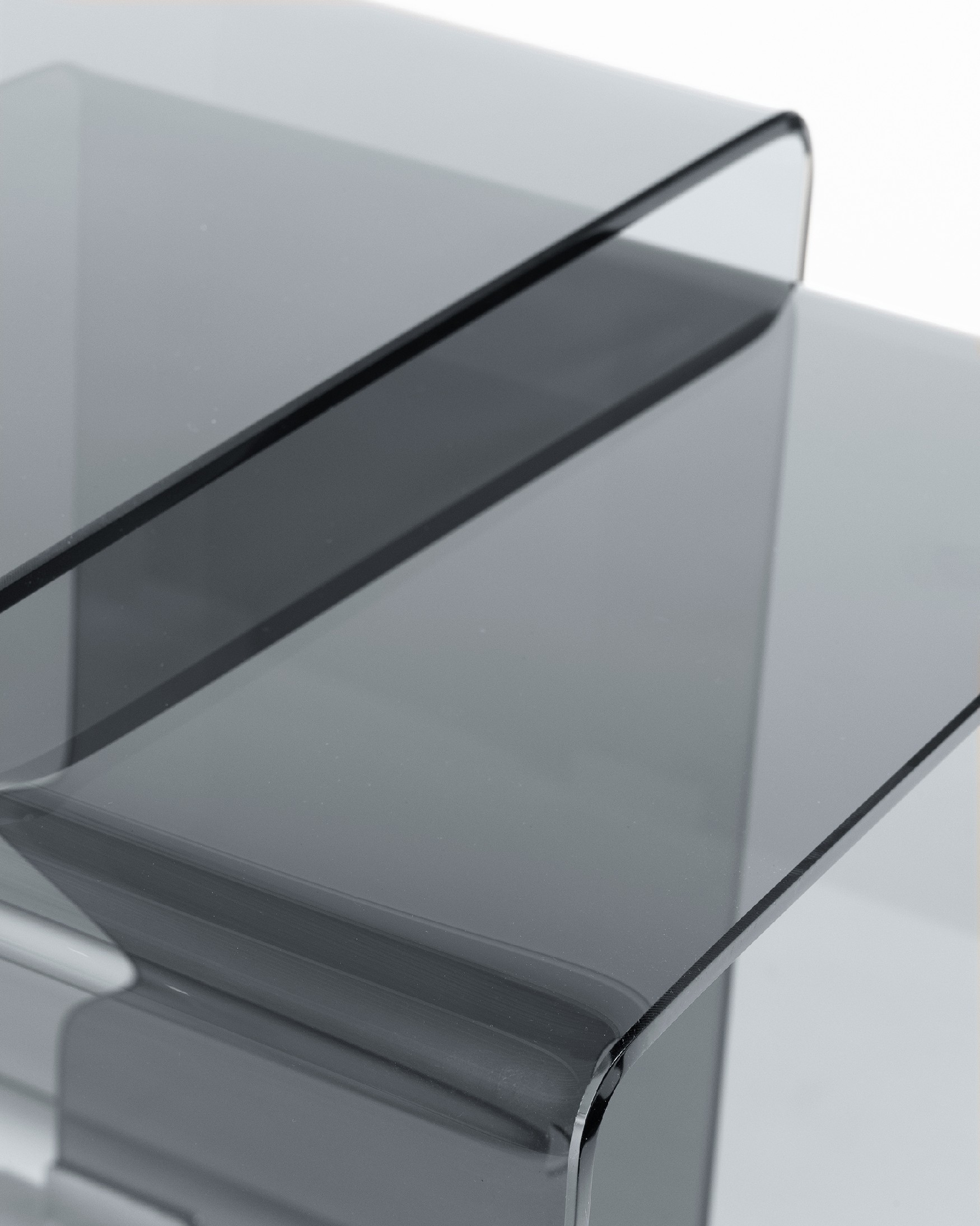 Set of 2 Sofis side tables with tempered graphite glass (8 mm) 49 x 49 cm / 36 x 36 cm