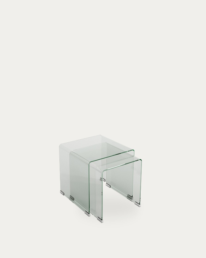 Set of 2 Sofis side tables with transparent tempered glass (8 mm) 49 x 49 cm / 36 x 36 cm